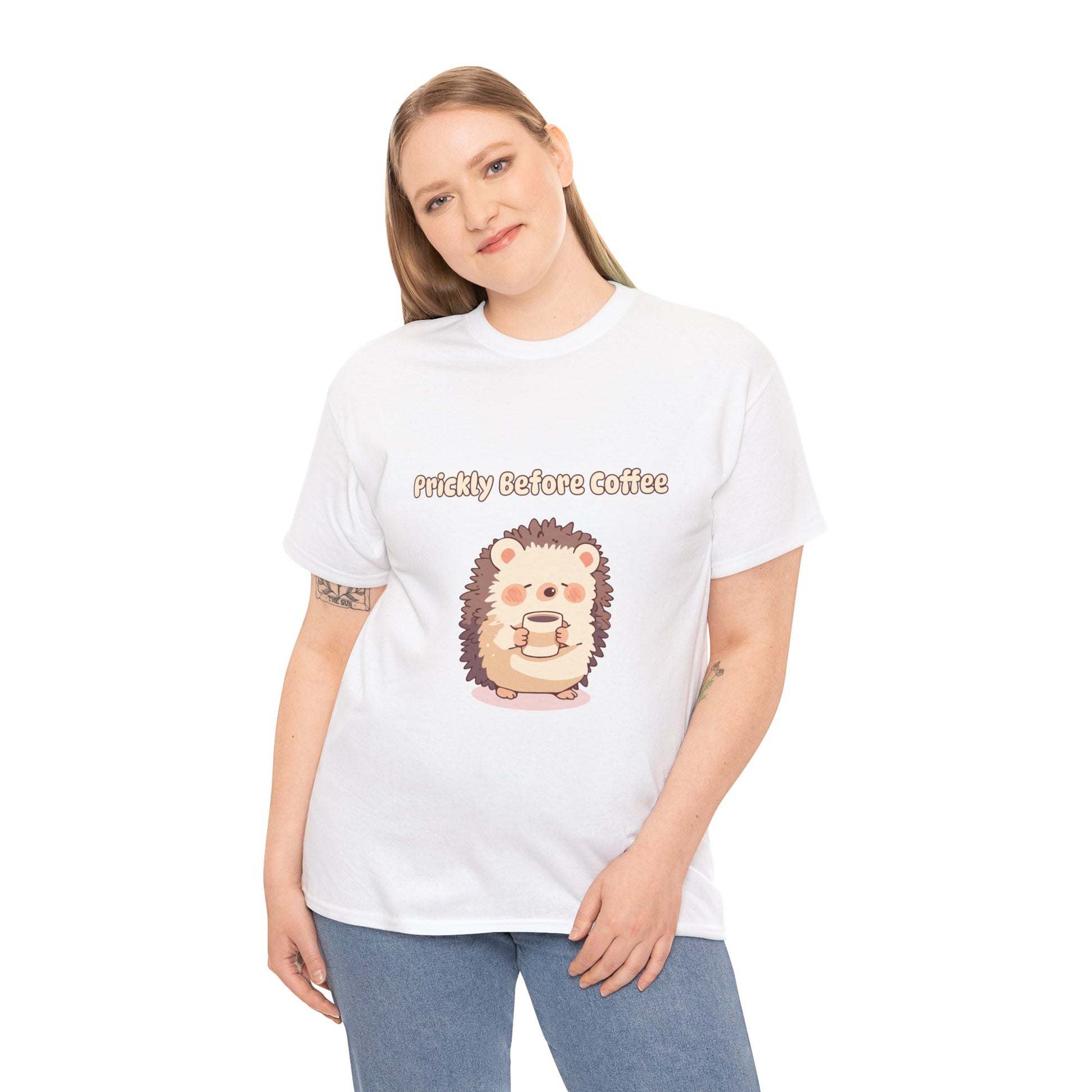 Prickly Before Coffee Tee, Trendy Casual T-shirt, Great for Coffee Lovers