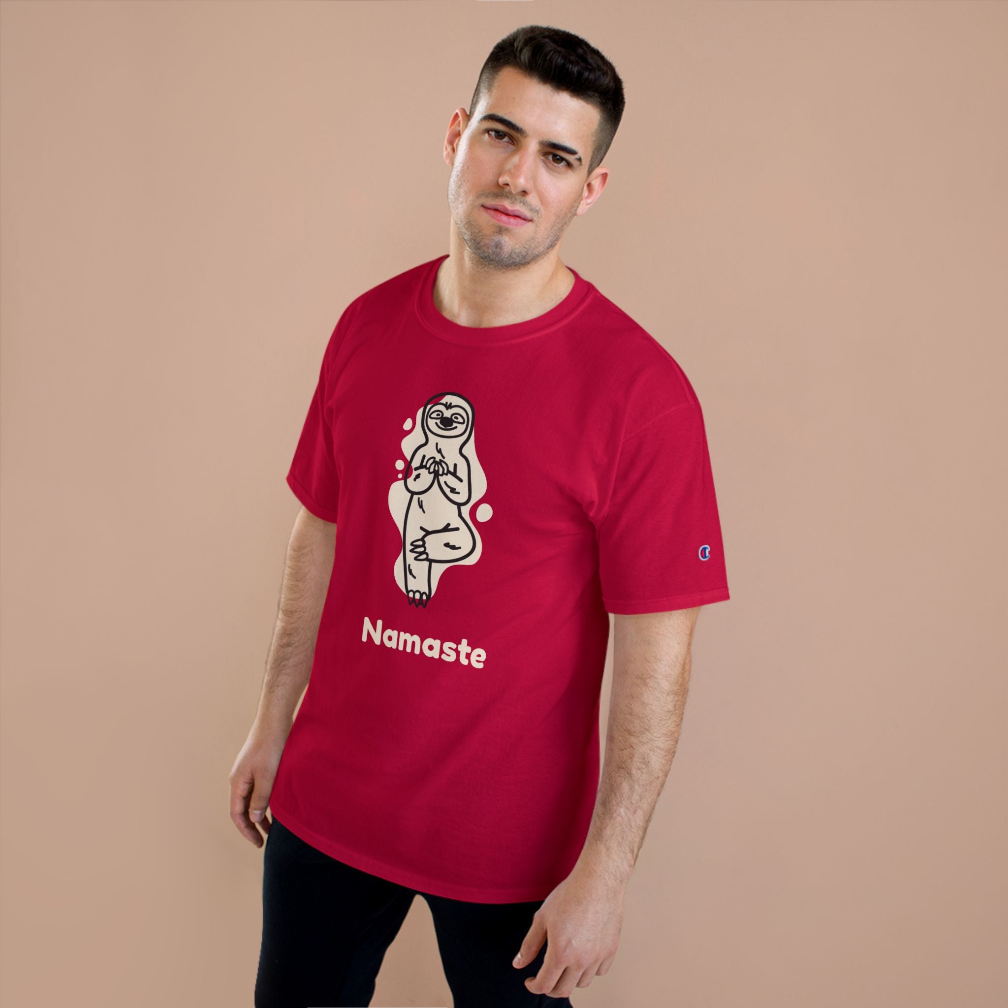 Champion Namaste Champion T-Shirt, Sloth Yoga Tee for Mindfulness,