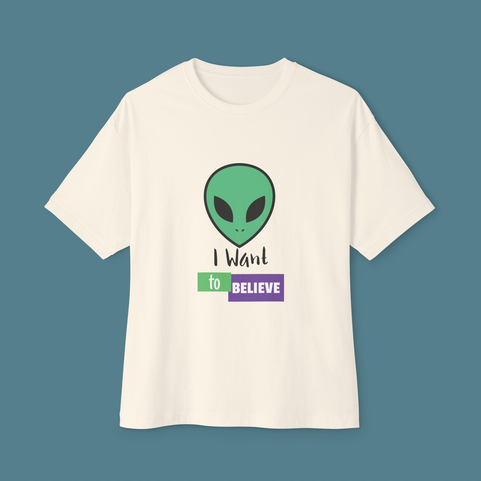 I want to Believe Unisex Alien graphic Oversized Tee