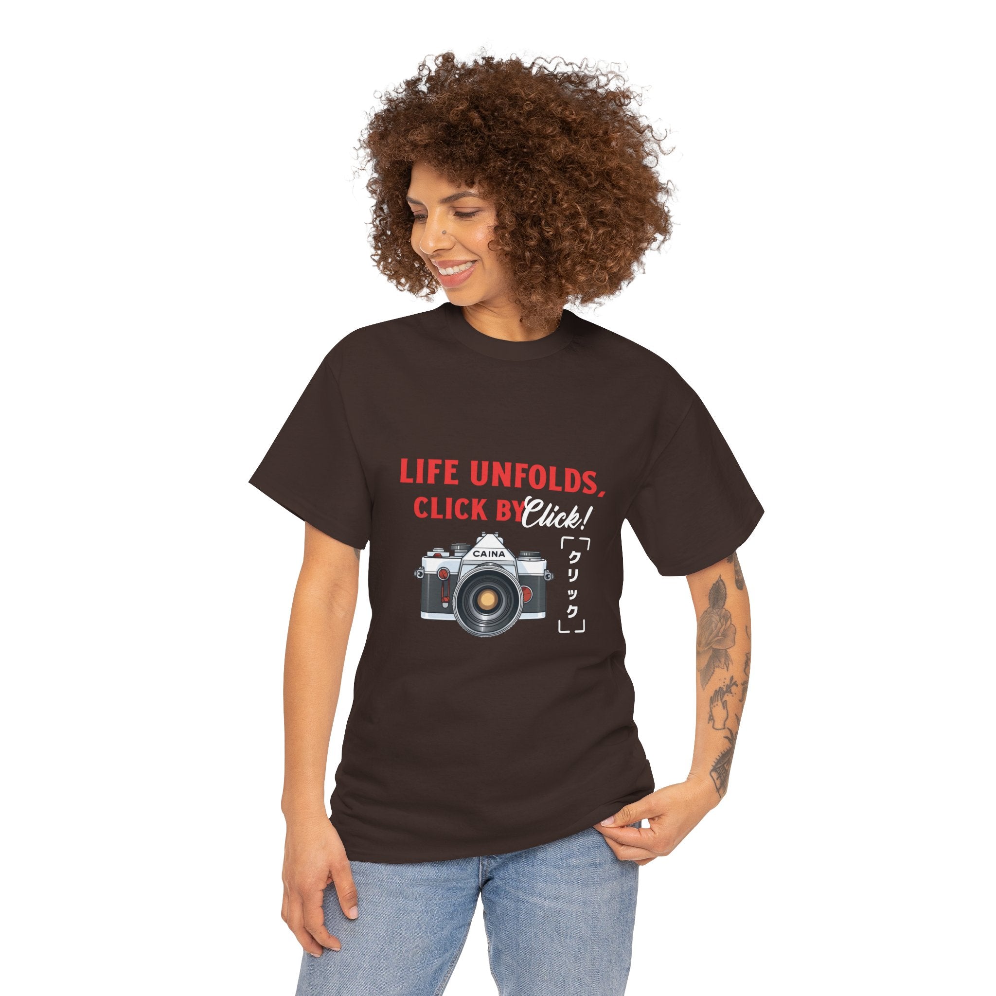 Life Unfolds click by click Tee, Unisex Cotton T-Shirt