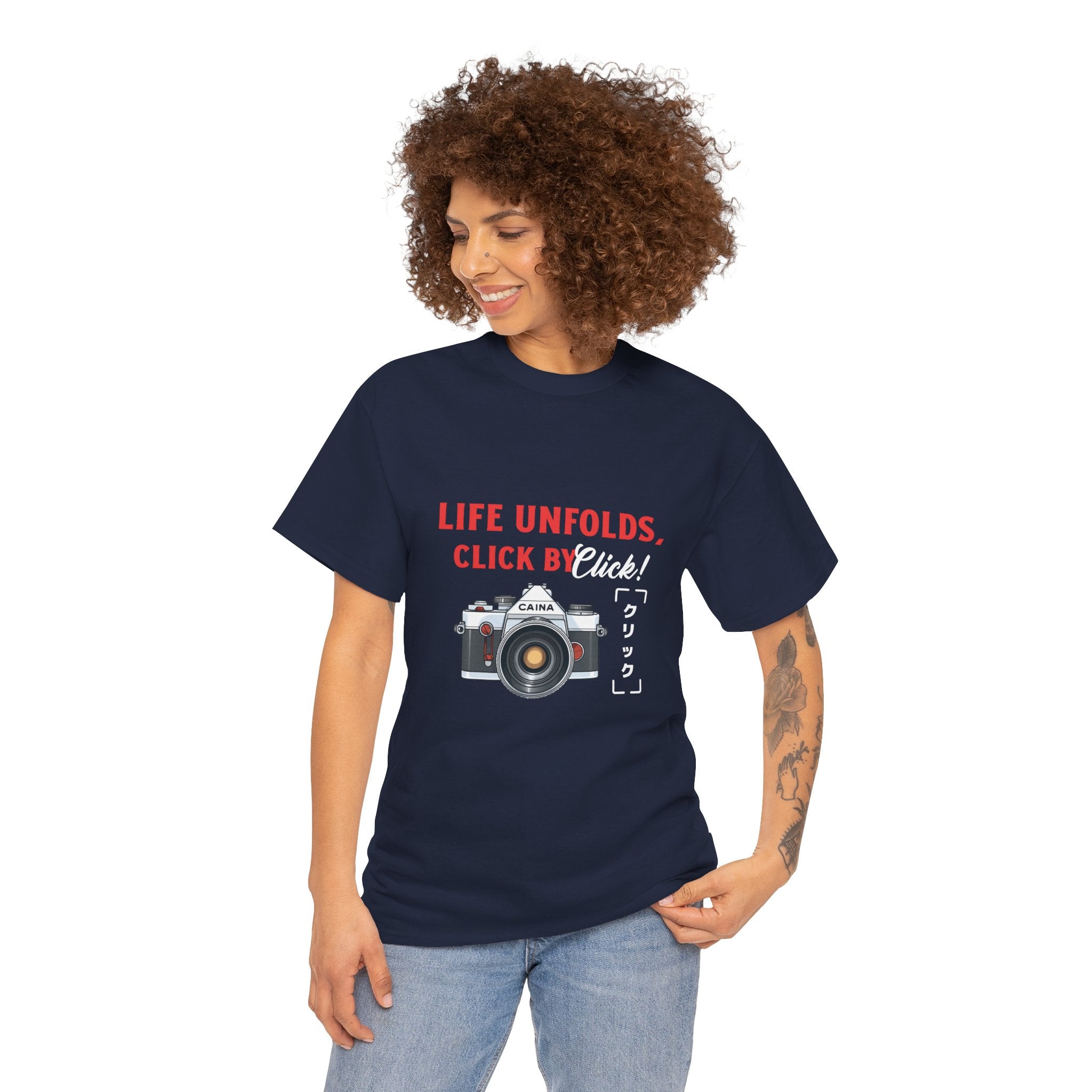 Life Unfolds click by click Tee, Unisex Cotton T-Shirt