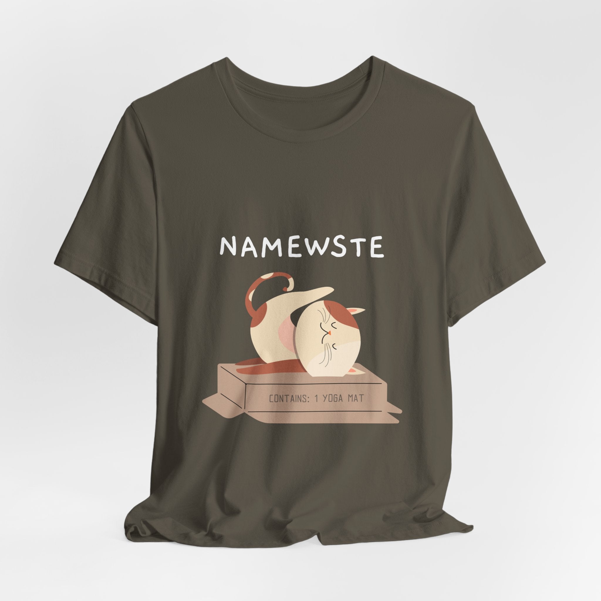 Namewste Cat Yoga Tee, Casual cool graphic t-shirt