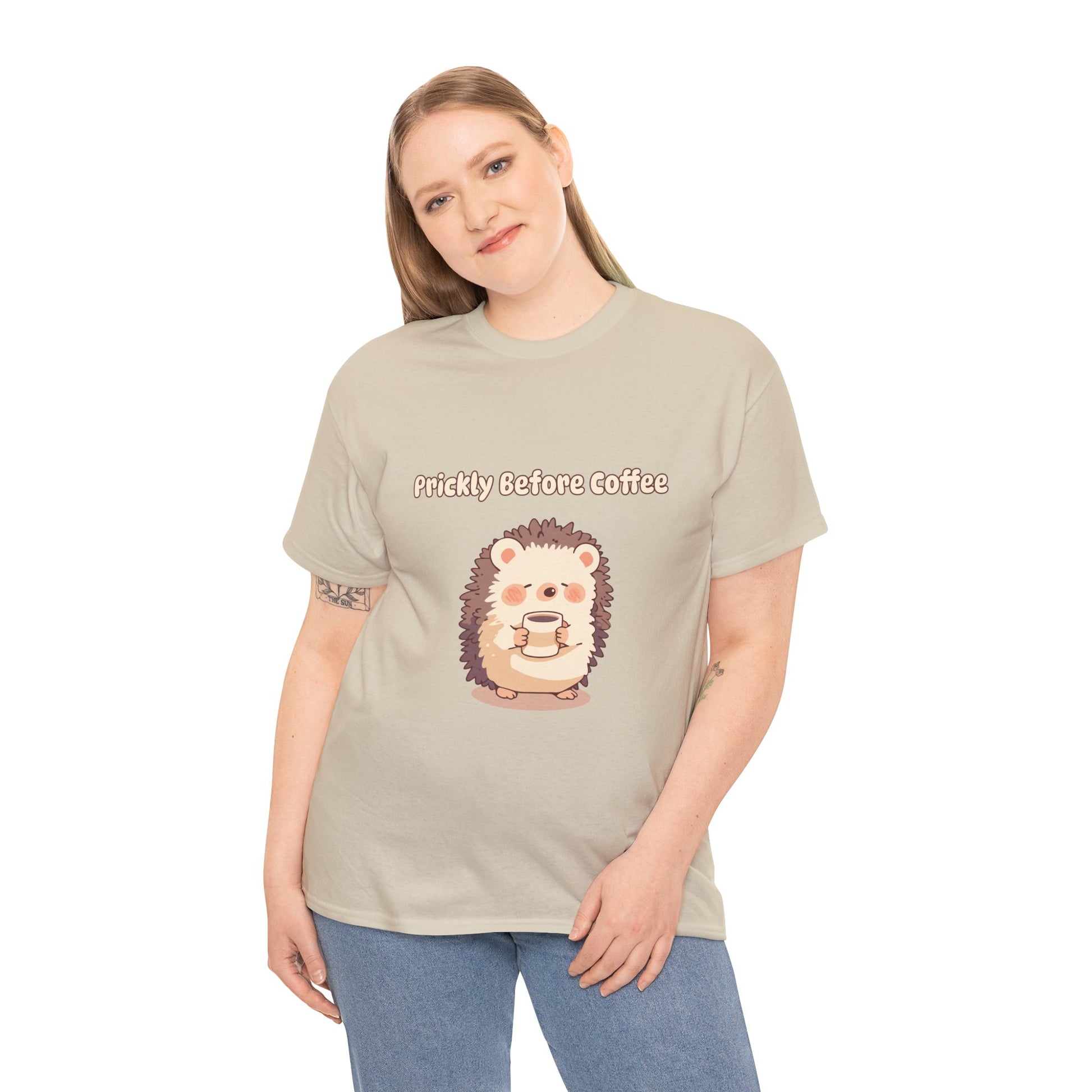 Prickly Before Coffee Tee, Trendy Casual T-shirt, Great for Coffee Lovers