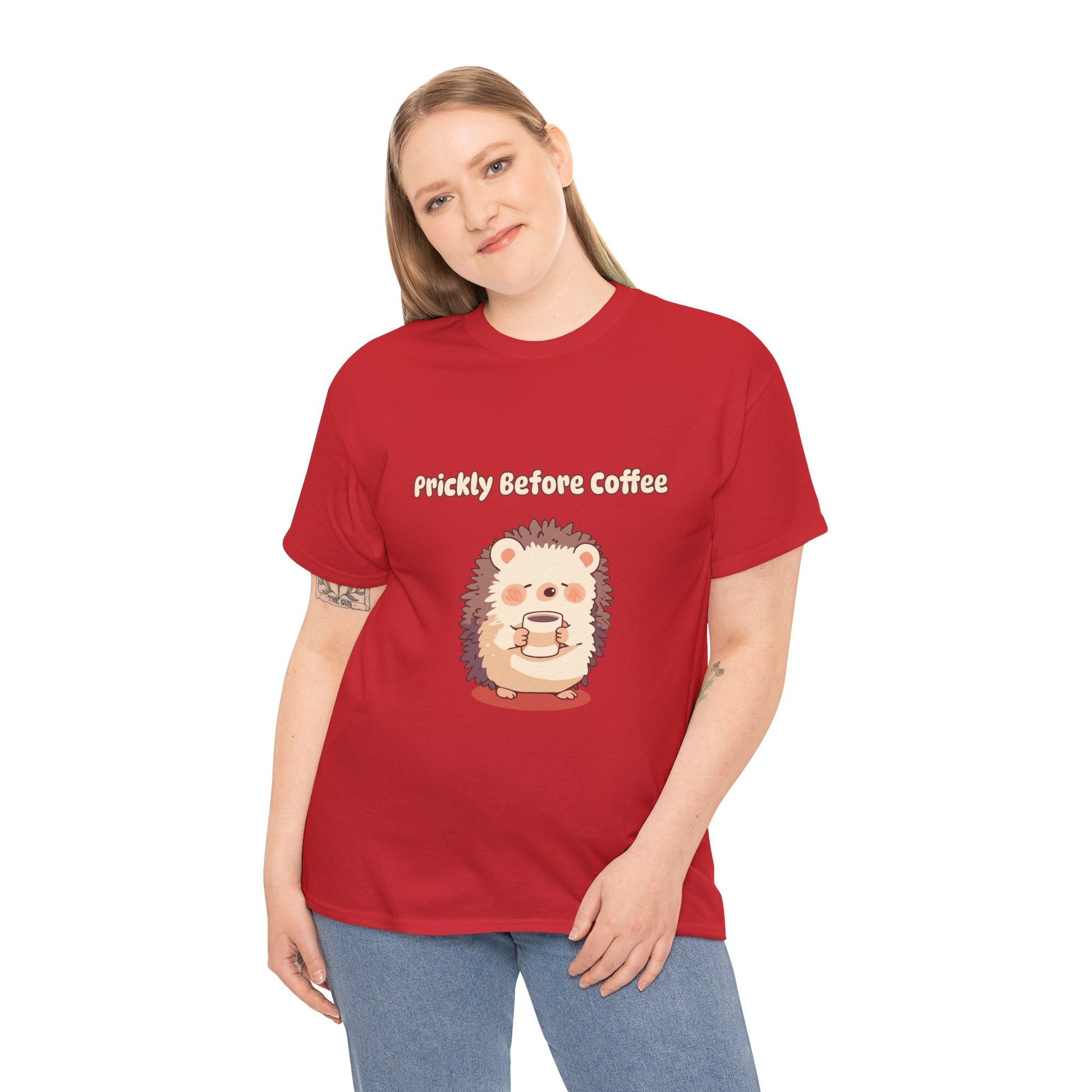 Prickly Before Coffee Tee, Trendy Casual T-shirt, Great for Coffee Lovers