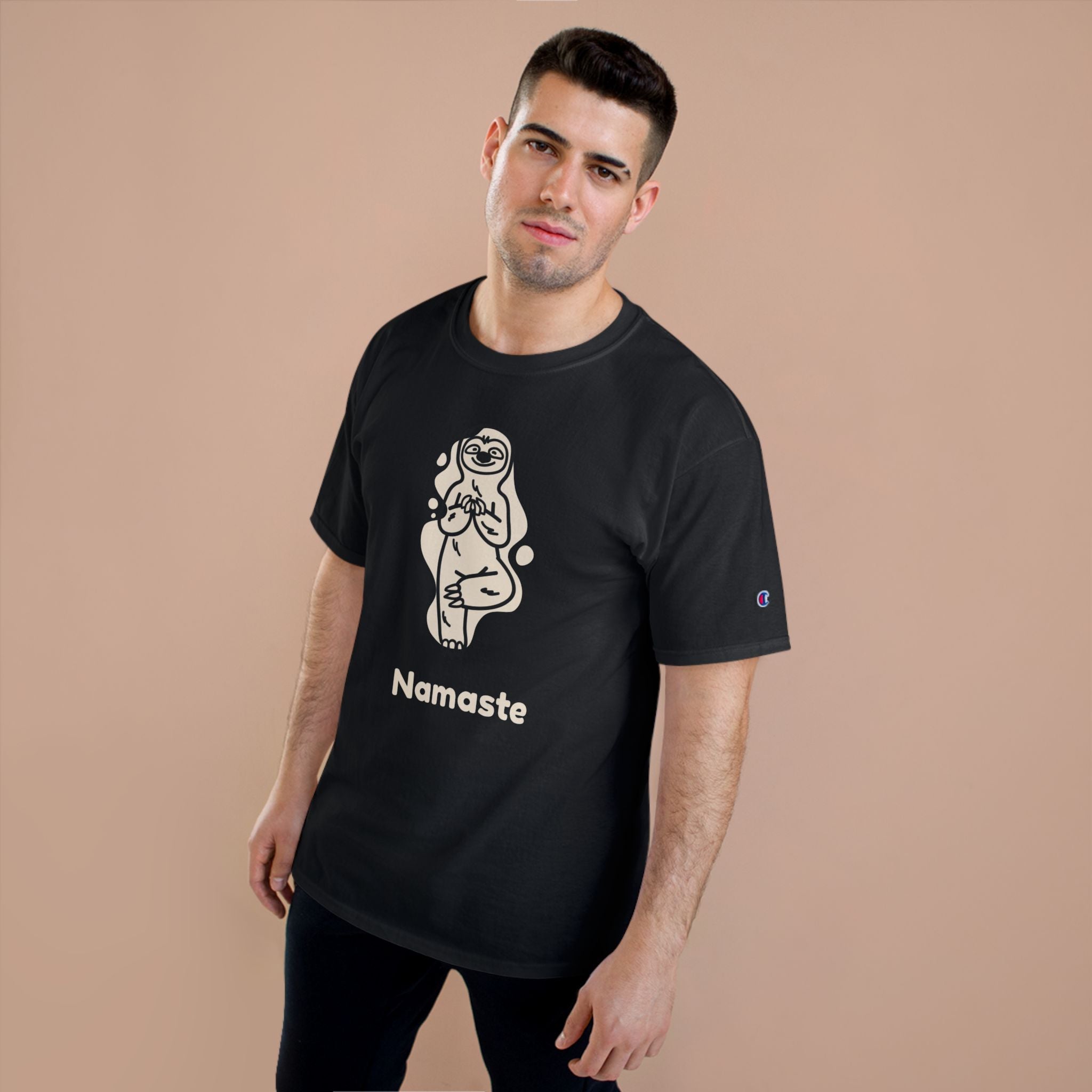 Champion Namaste Champion T-Shirt, Sloth Yoga Tee for Mindfulness,