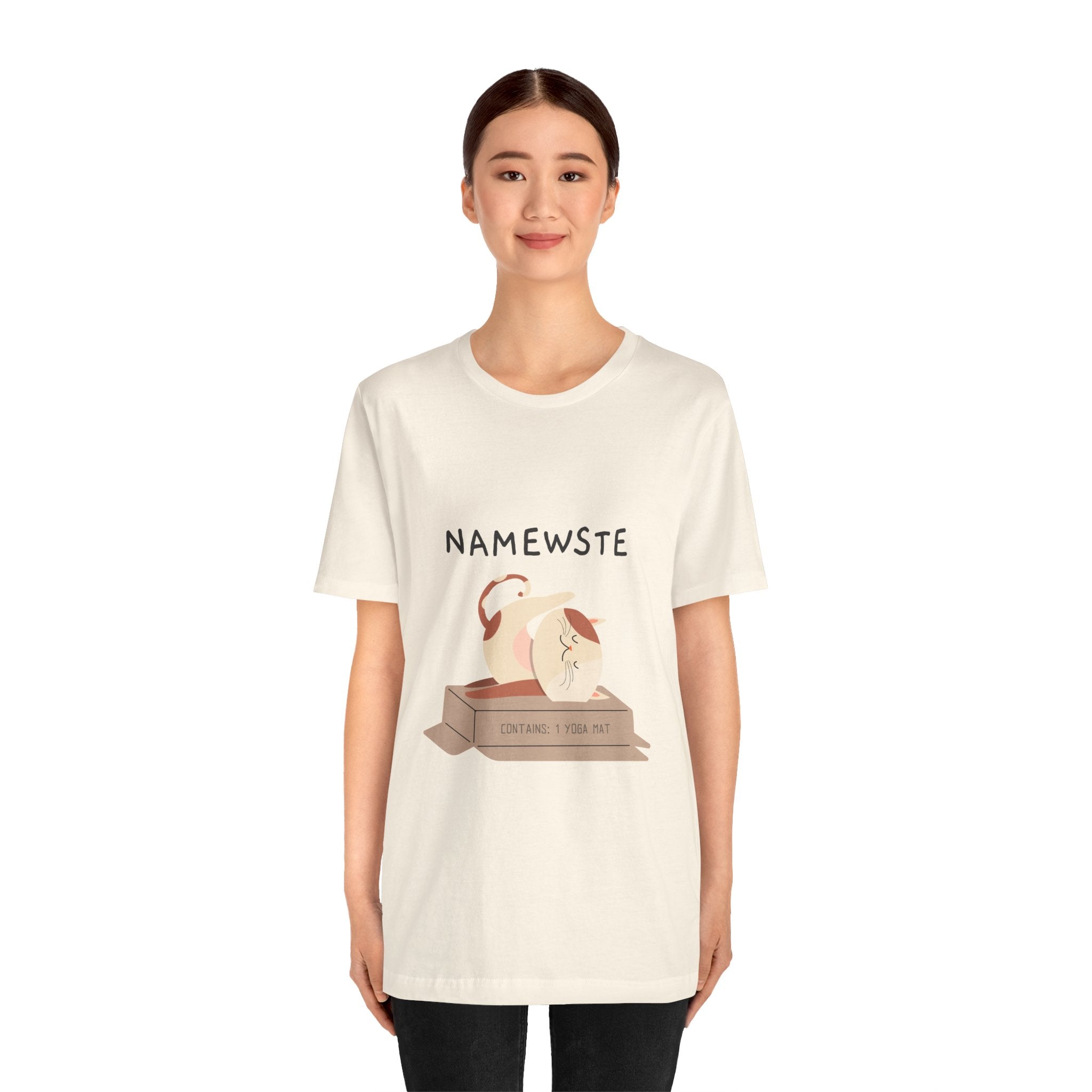 Namewste Cat Yoga Tee, Casual cool graphic t-shirt