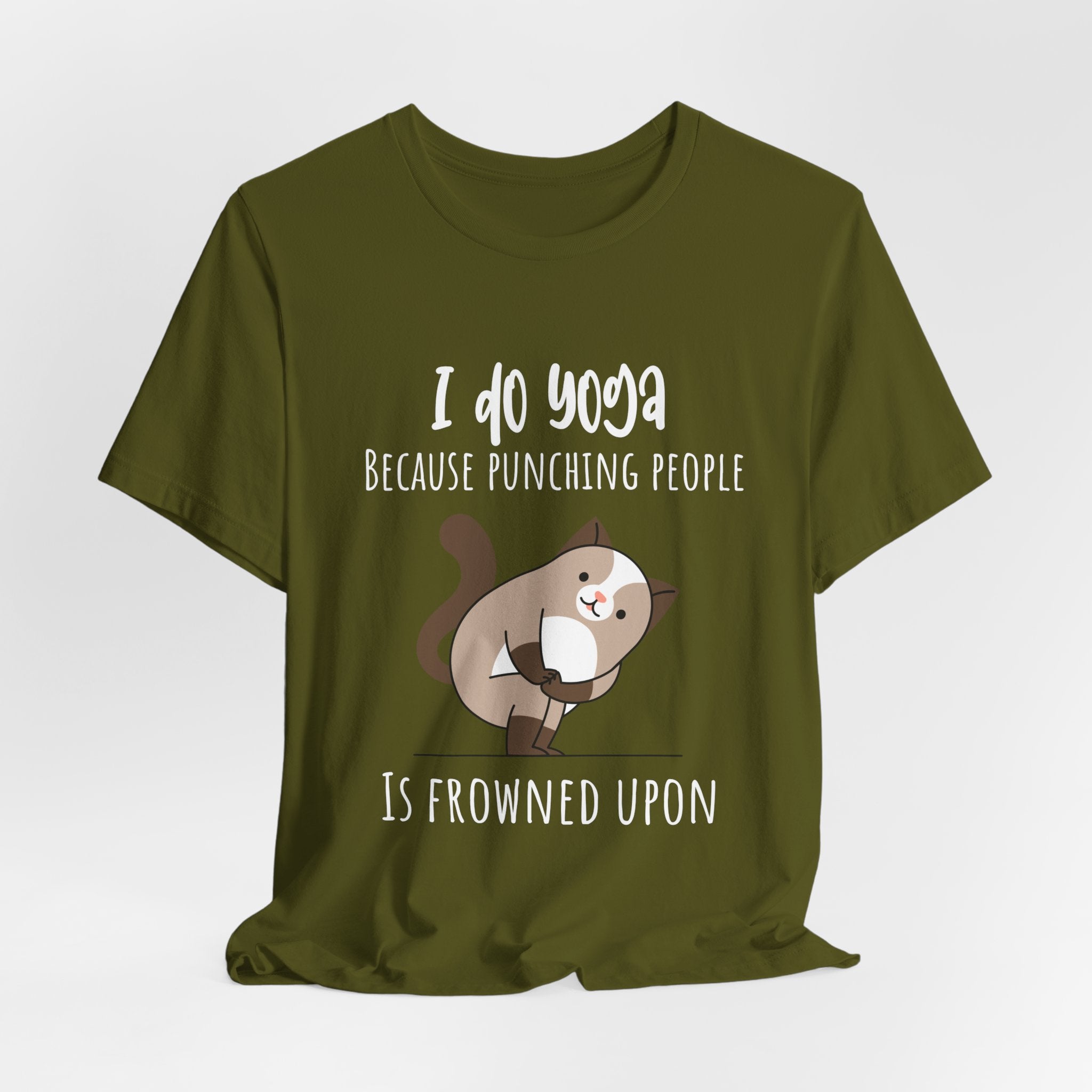 I do Yoga because punching people is frowned upon T-shirt Yoga Cat Humor Unisex Tee
