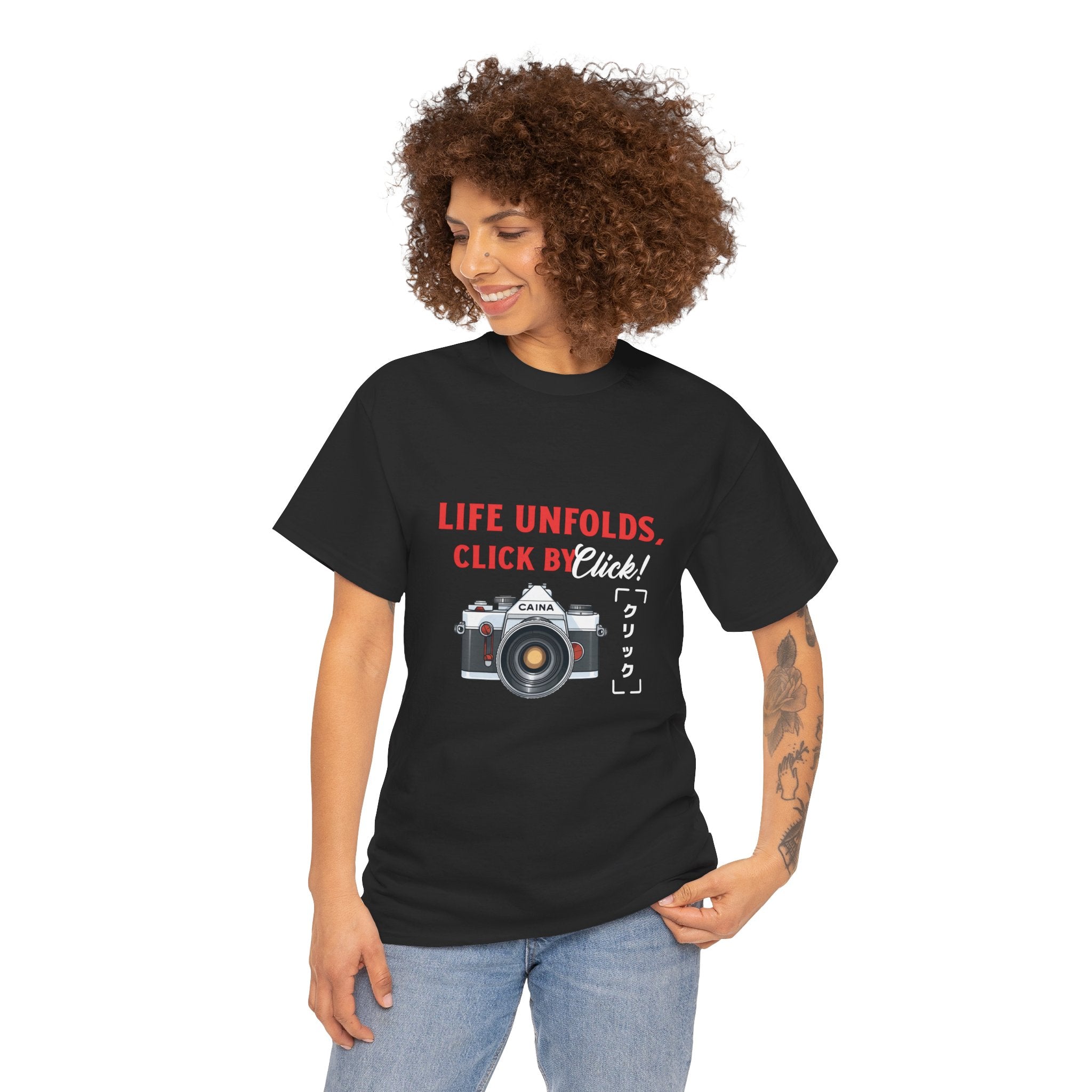 Life Unfolds click by click Tee, Unisex Cotton T-Shirt