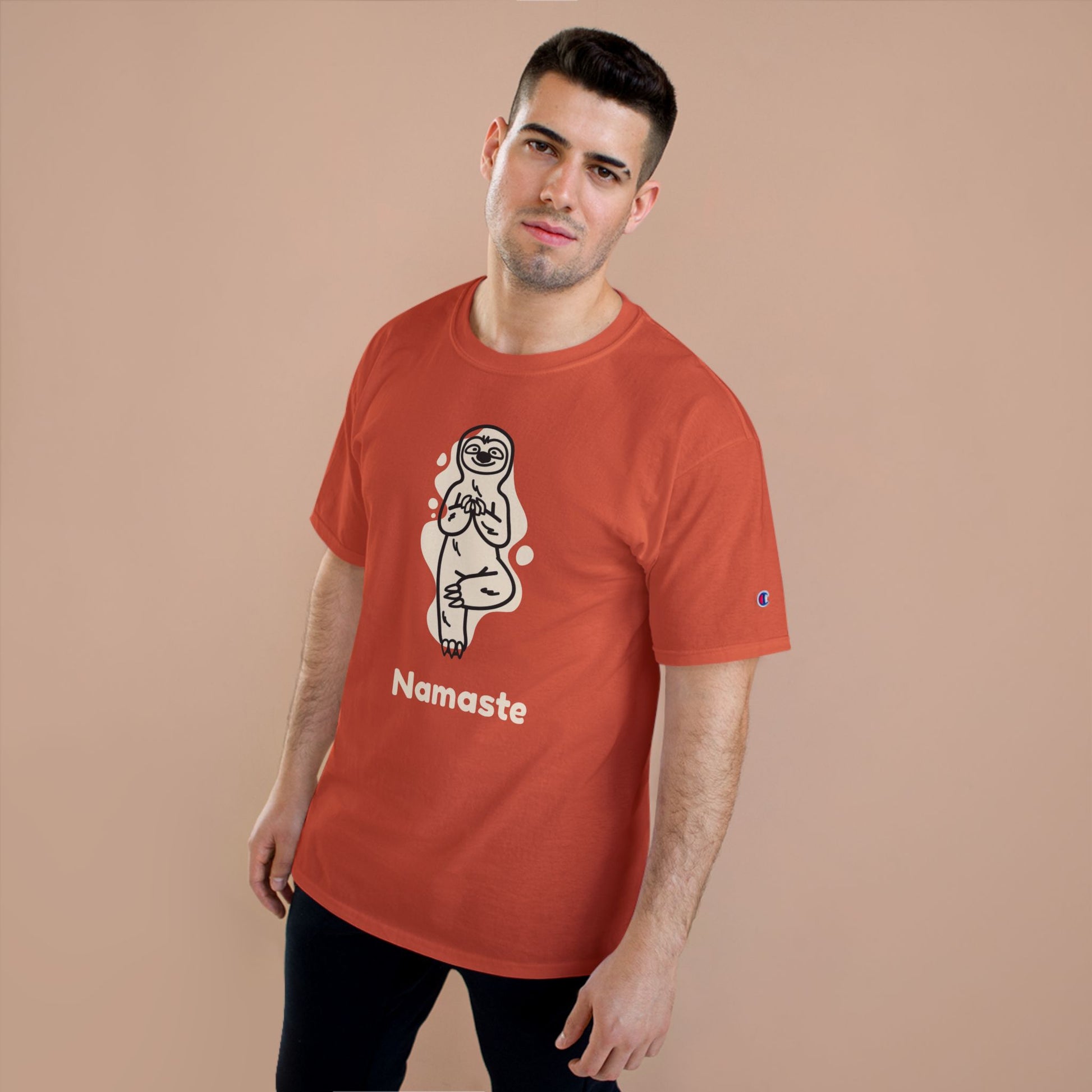 Champion Namaste Champion T-Shirt, Sloth Yoga Tee for Mindfulness,
