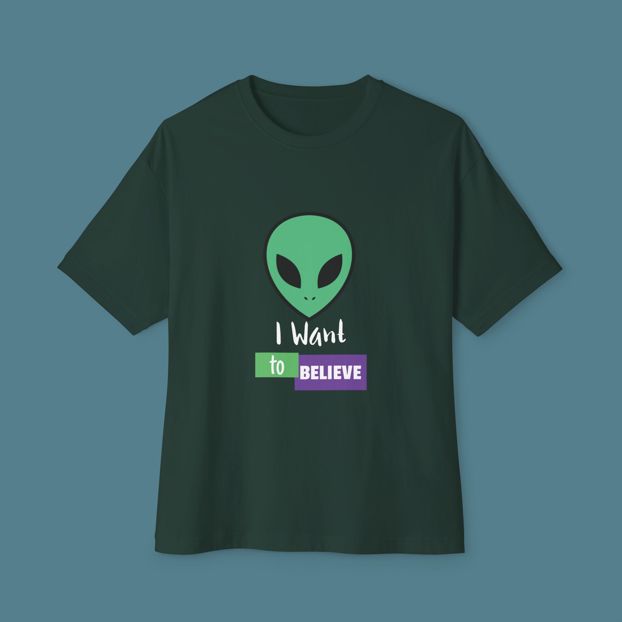 I want to Believe Unisex Alien graphic Oversized Tee