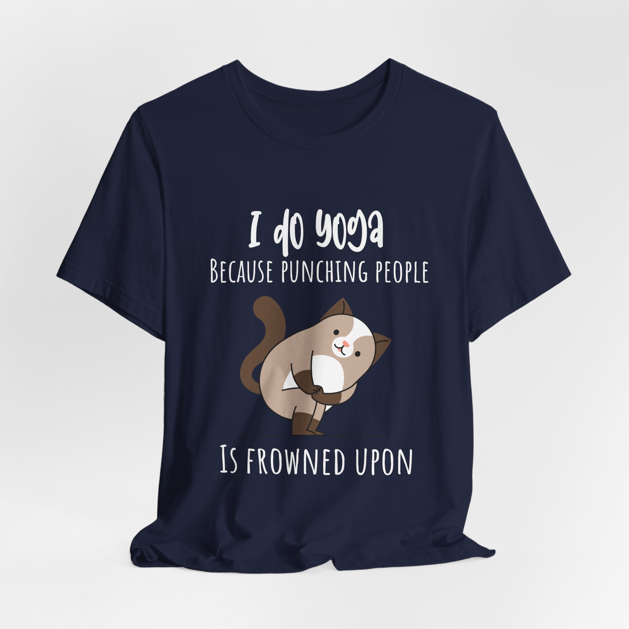 I do Yoga because punching people is frowned upon T-shirt Yoga Cat Humor Unisex Tee