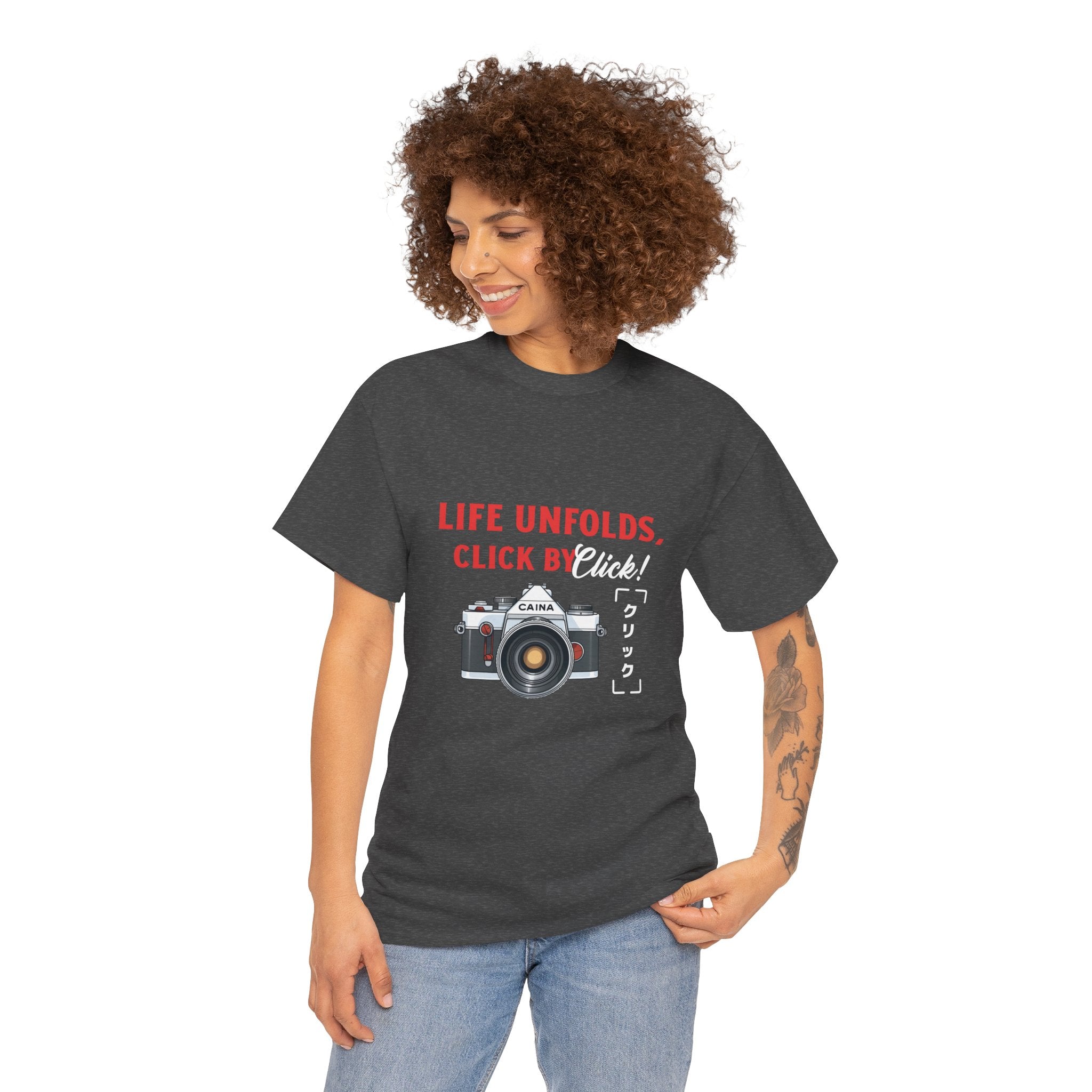 Life Unfolds click by click Tee, Unisex Cotton T-Shirt