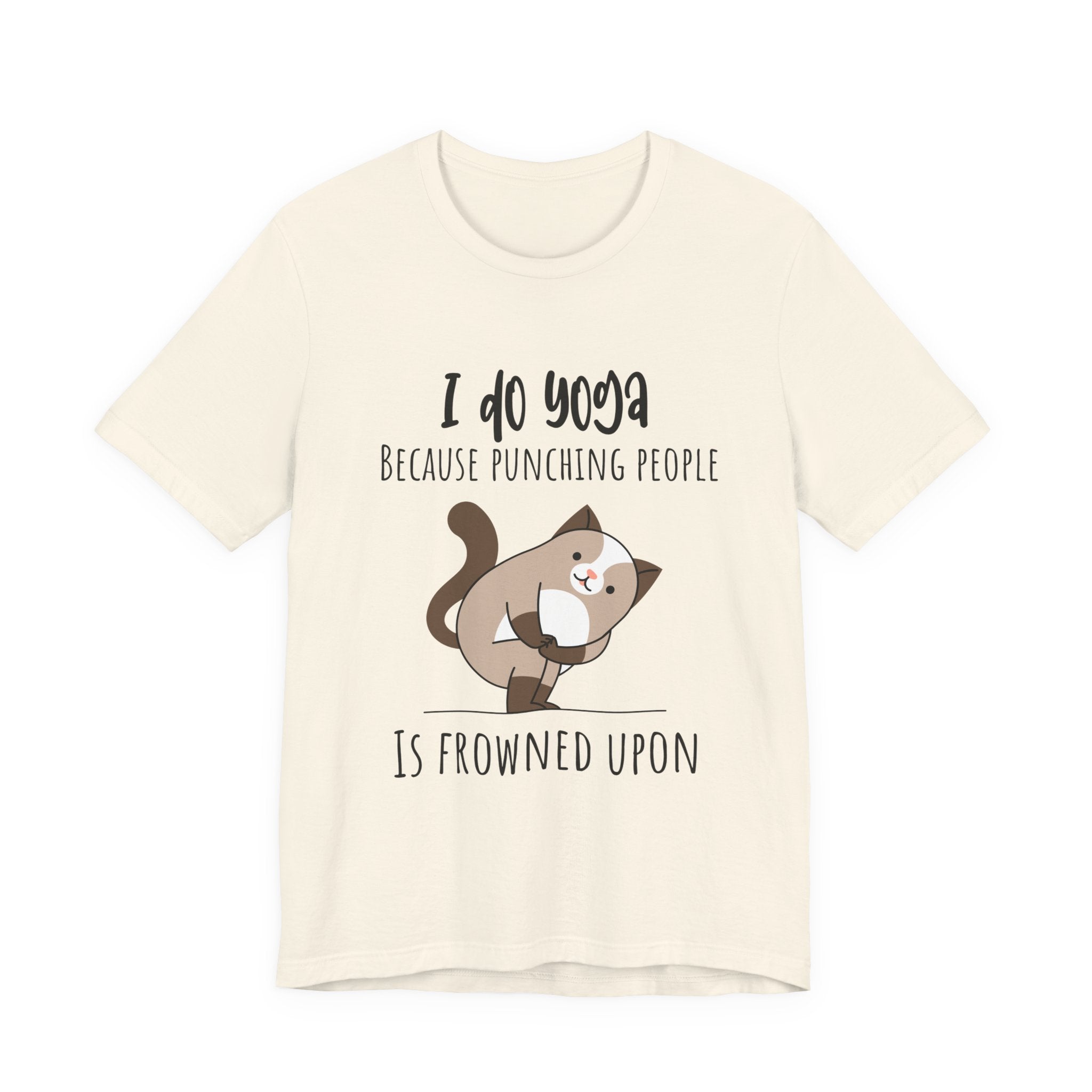 I do Yoga because punching people is frowned upon T-shirt Yoga Cat Humor Unisex Tee