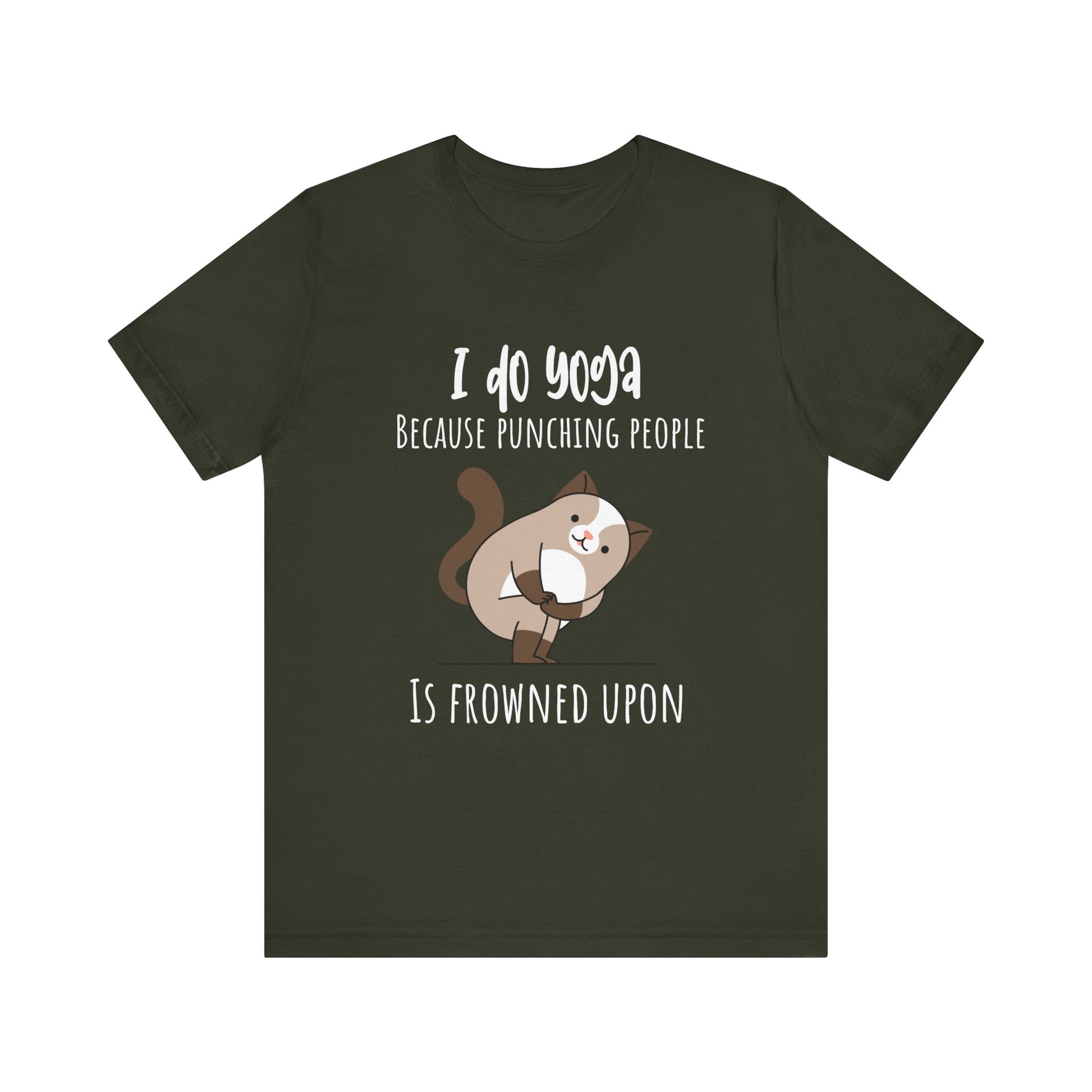 I do Yoga because punching people is frowned upon T-shirt Yoga Cat Humor Unisex Tee