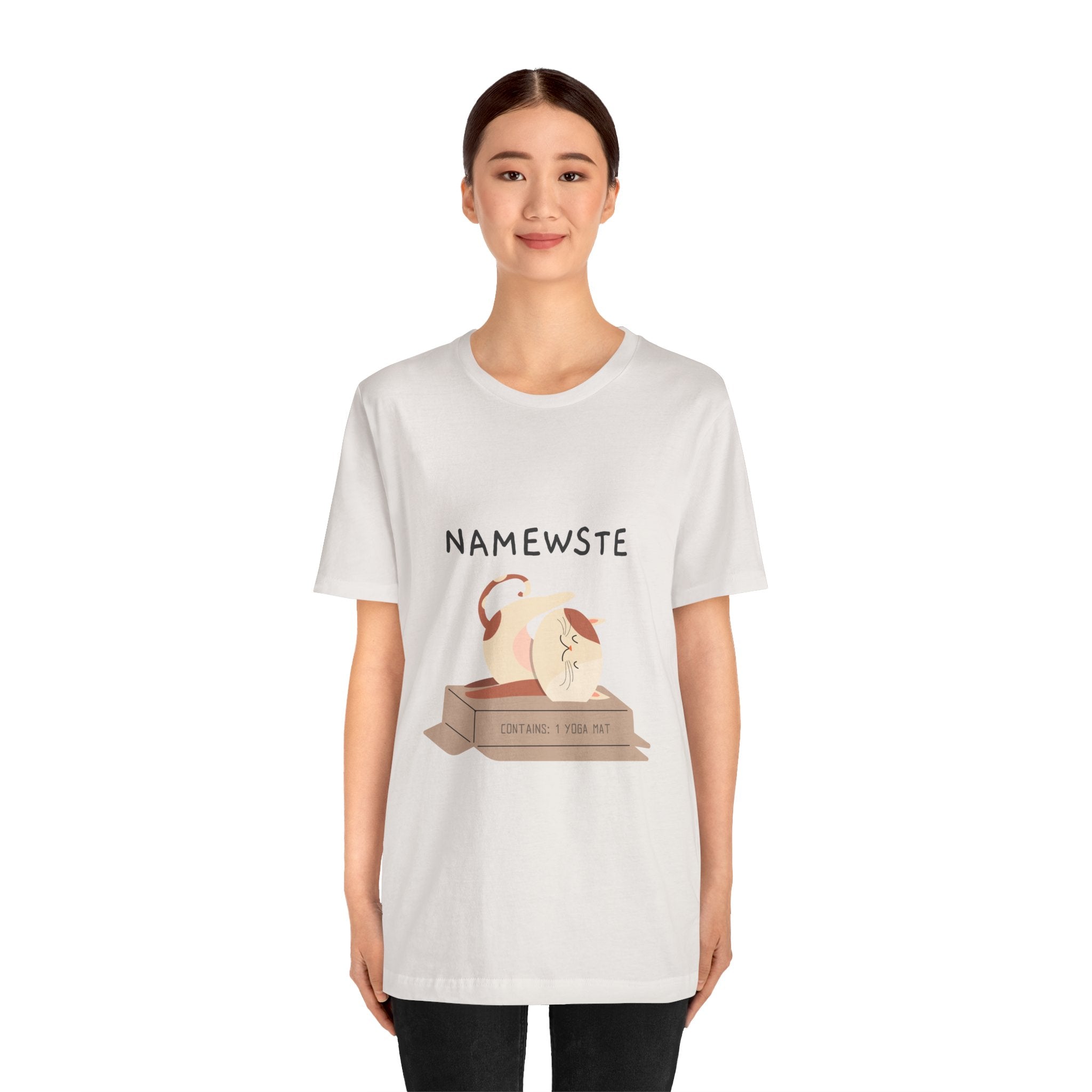 Namewste Cat Yoga Tee, Casual cool graphic t-shirt