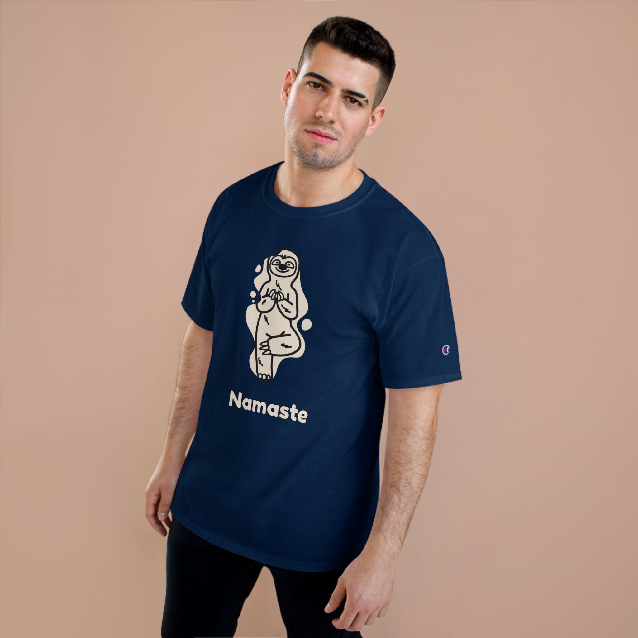 Champion Namaste Champion T-Shirt, Sloth Yoga Tee for Mindfulness,