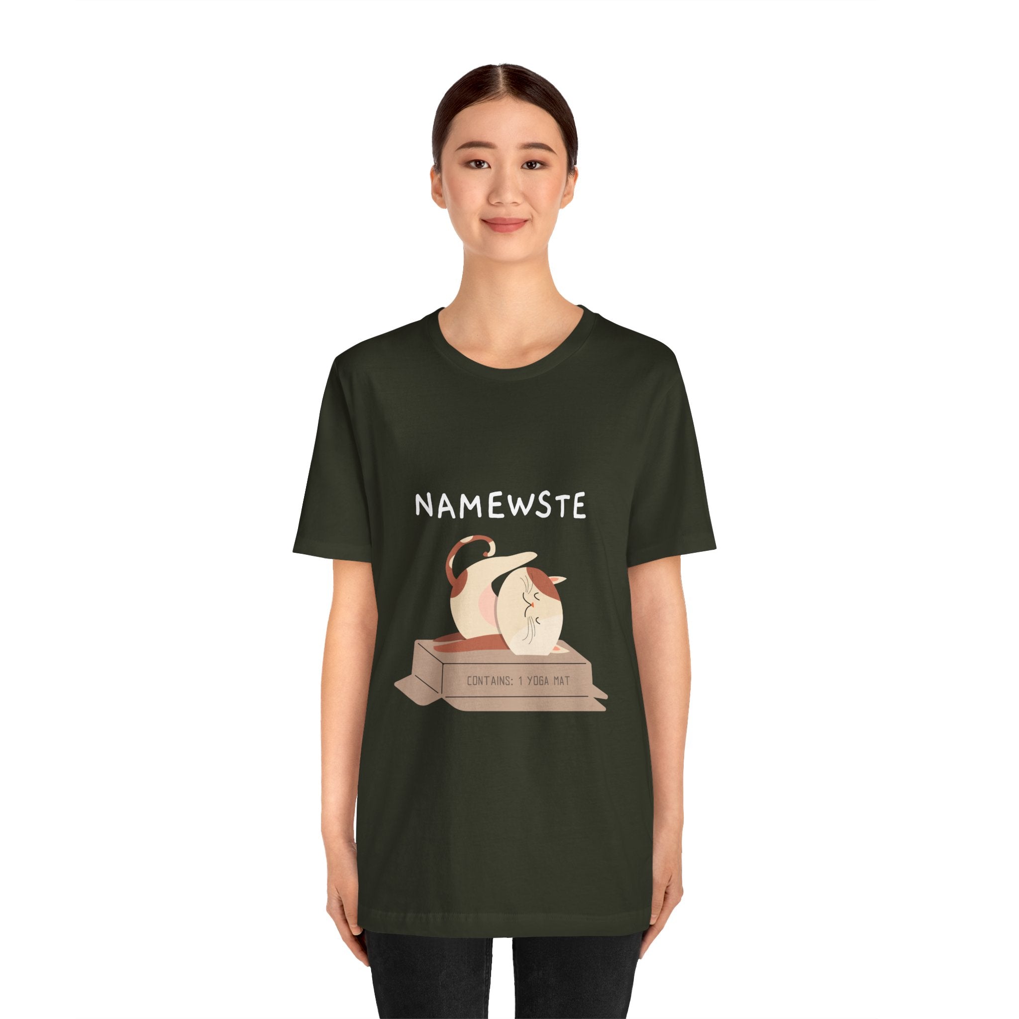 Namewste Cat Yoga Tee, Casual cool graphic t-shirt