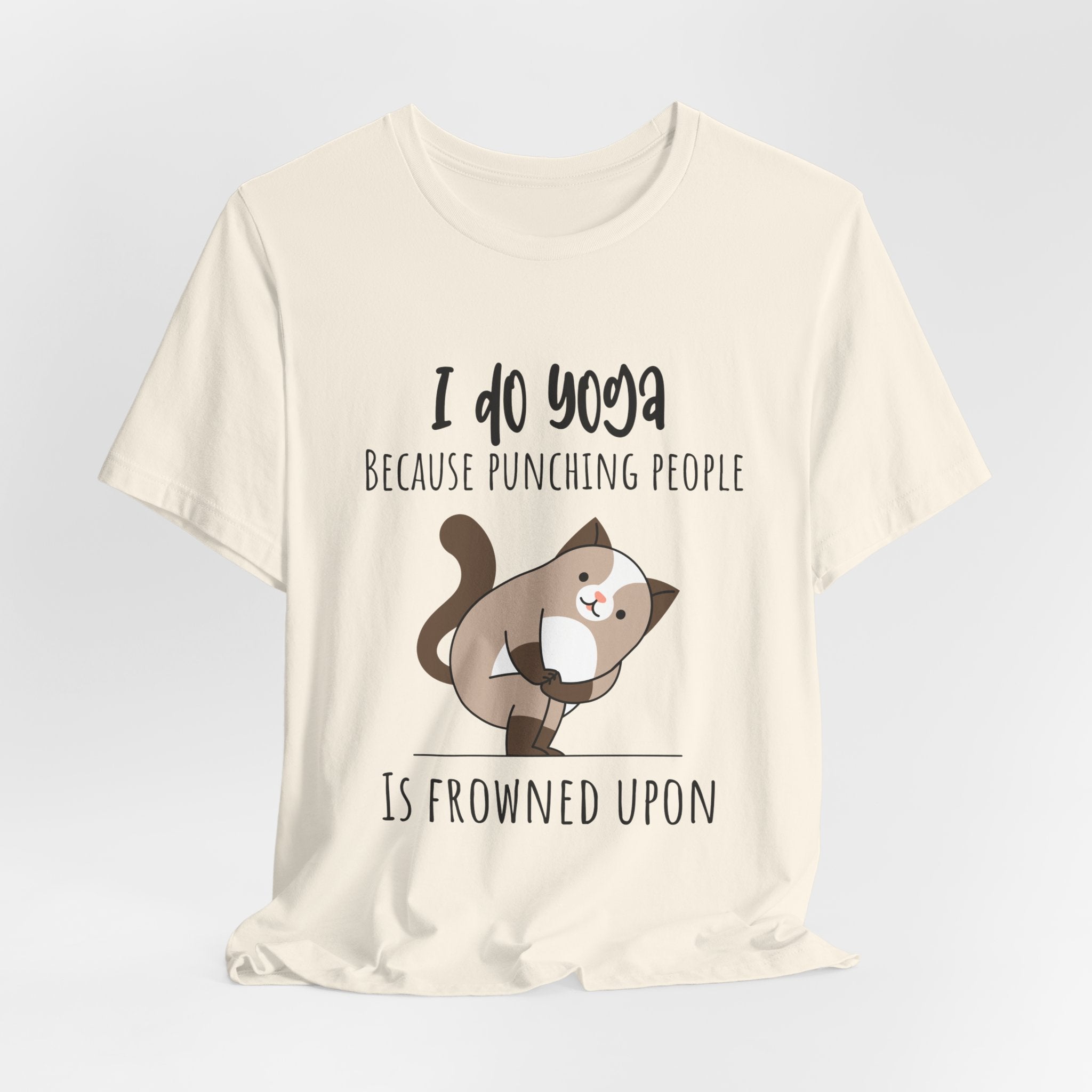 I do Yoga because punching people is frowned upon T-shirt Yoga Cat Humor Unisex Tee
