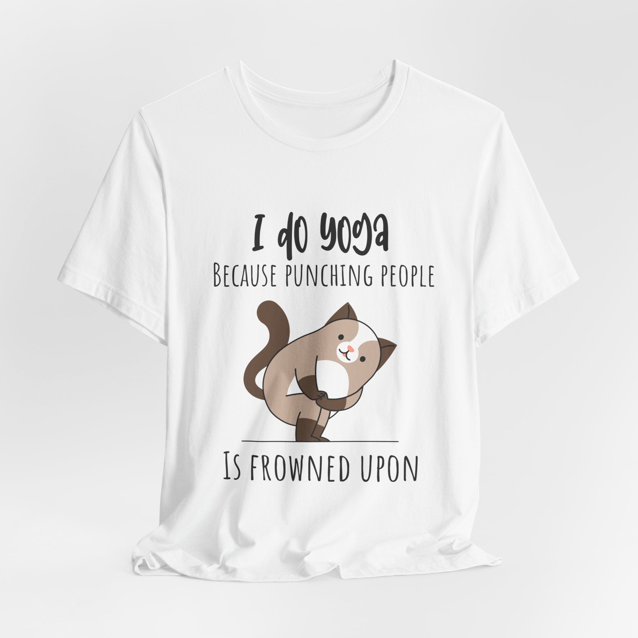 I do Yoga because punching people is frowned upon T-shirt Yoga Cat Humor Unisex Tee