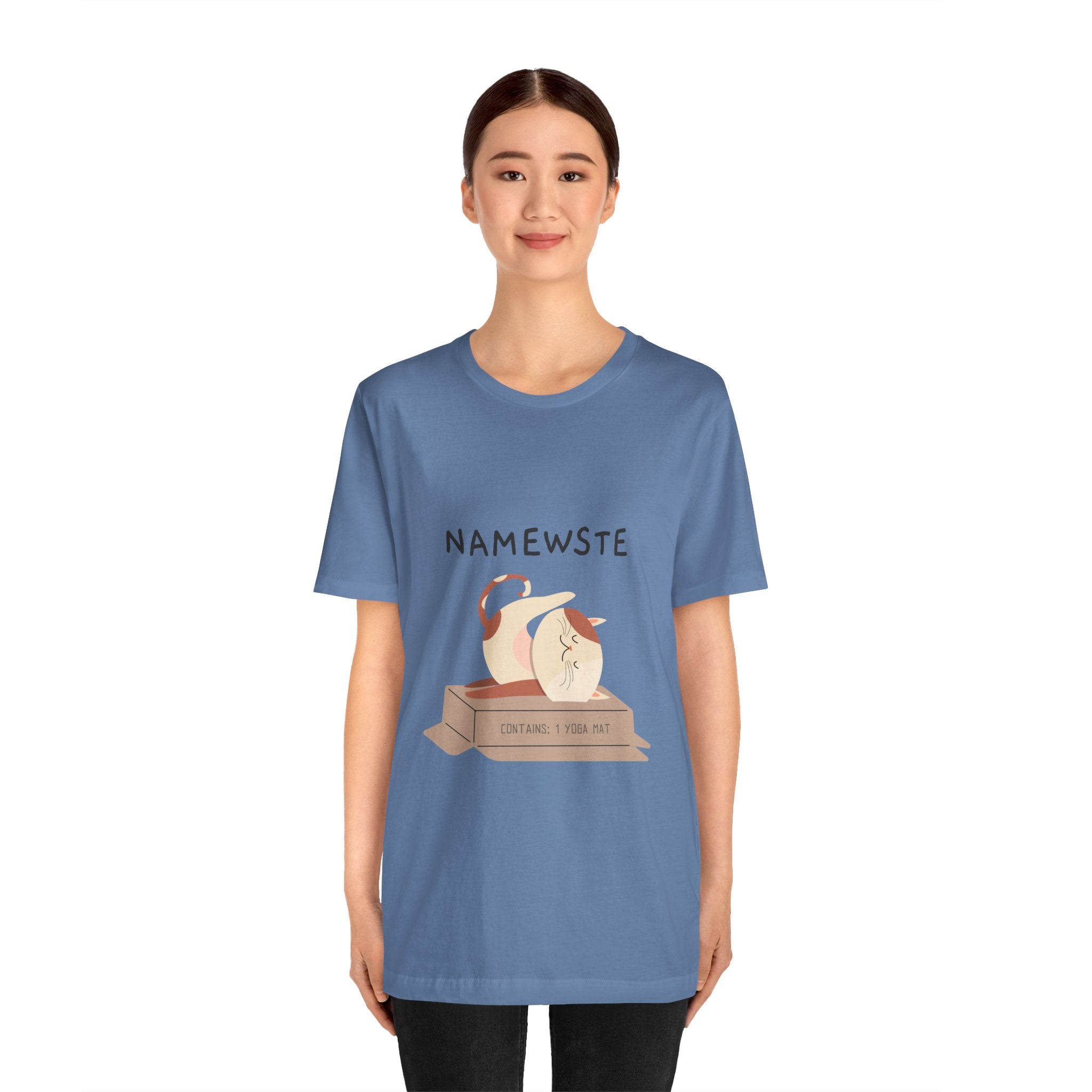 Namewste Cat Yoga Tee, Casual cool graphic t-shirt