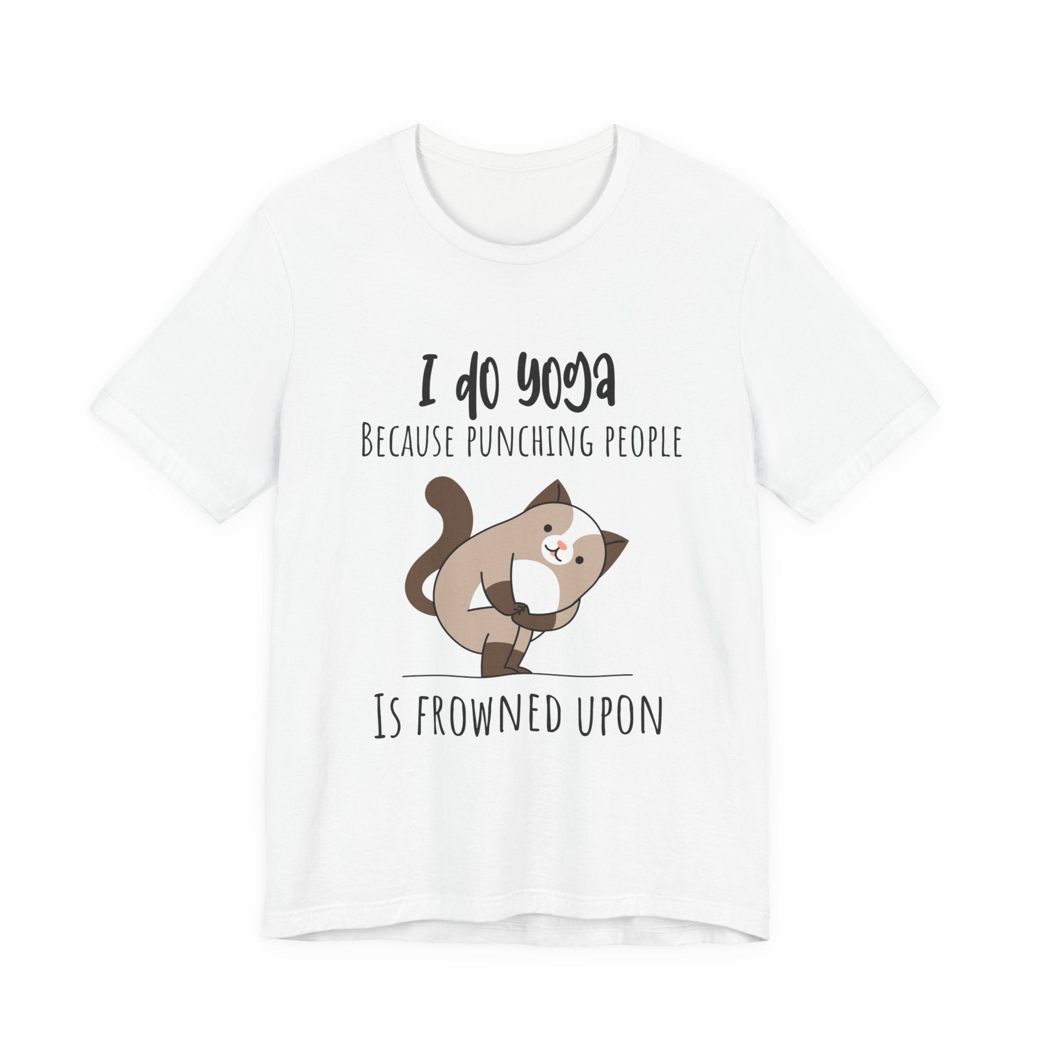 I do Yoga because punching people is frowned upon T-shirt Yoga Cat Humor Unisex Tee