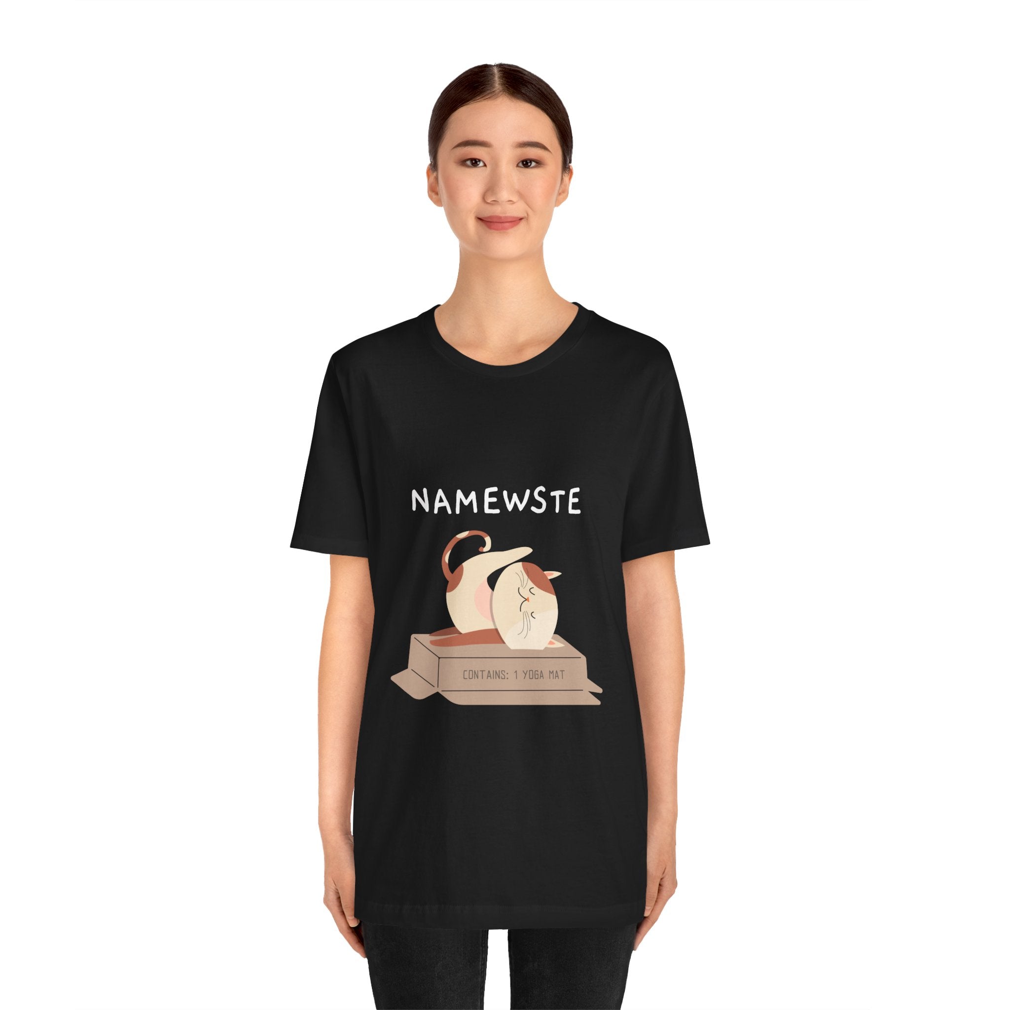 Namewste Cat Yoga Tee, Casual cool graphic t-shirt