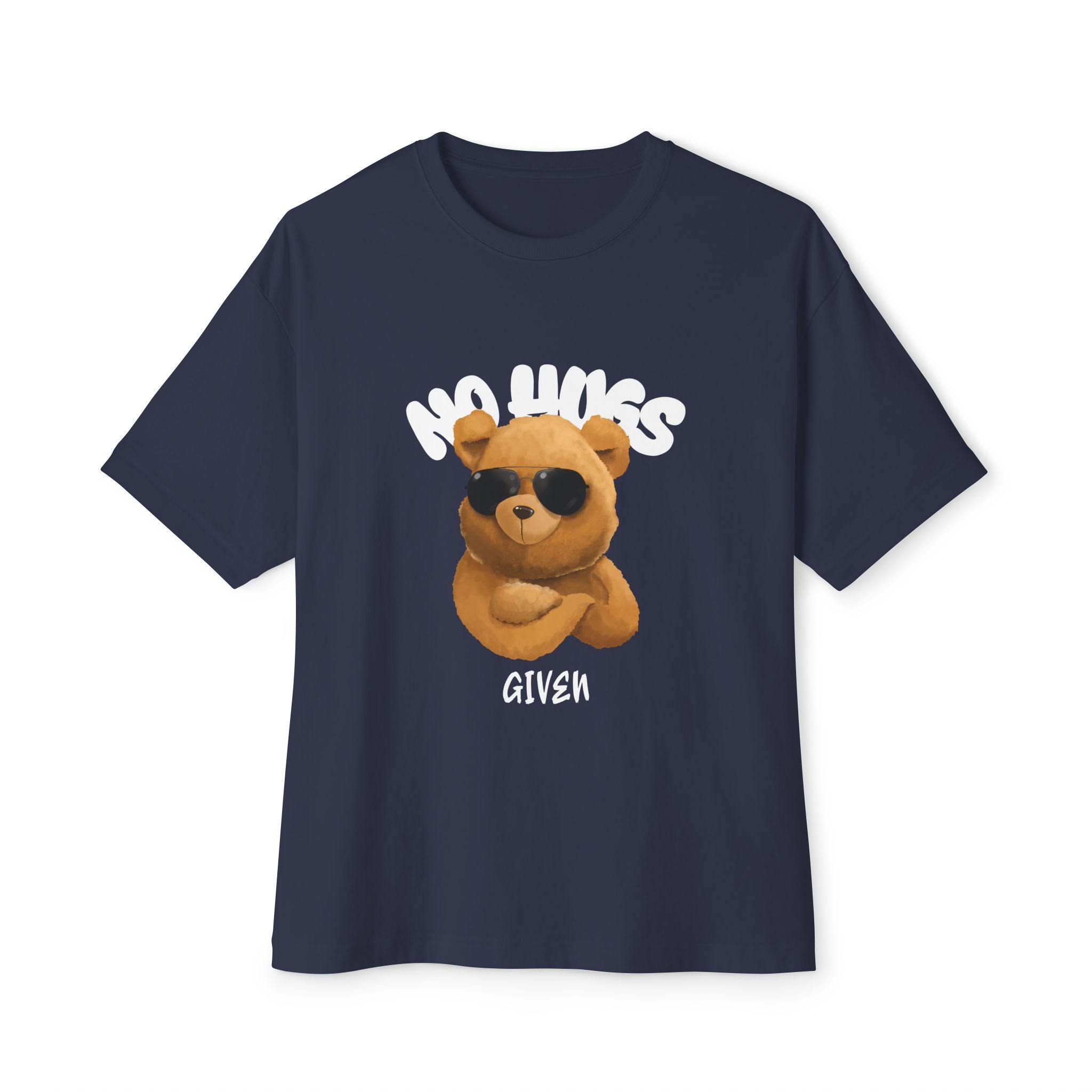 Graphic Oversized Tee - No Hugs Given, Teddy Bear Design