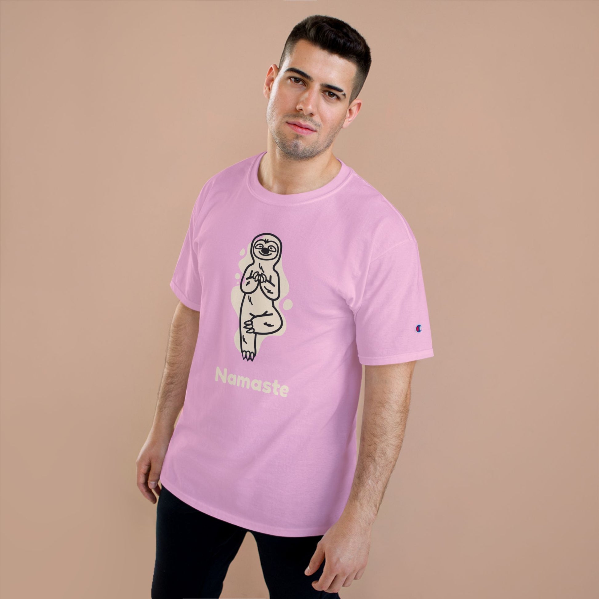 Champion Namaste Champion T-Shirt, Sloth Yoga Tee for Mindfulness,