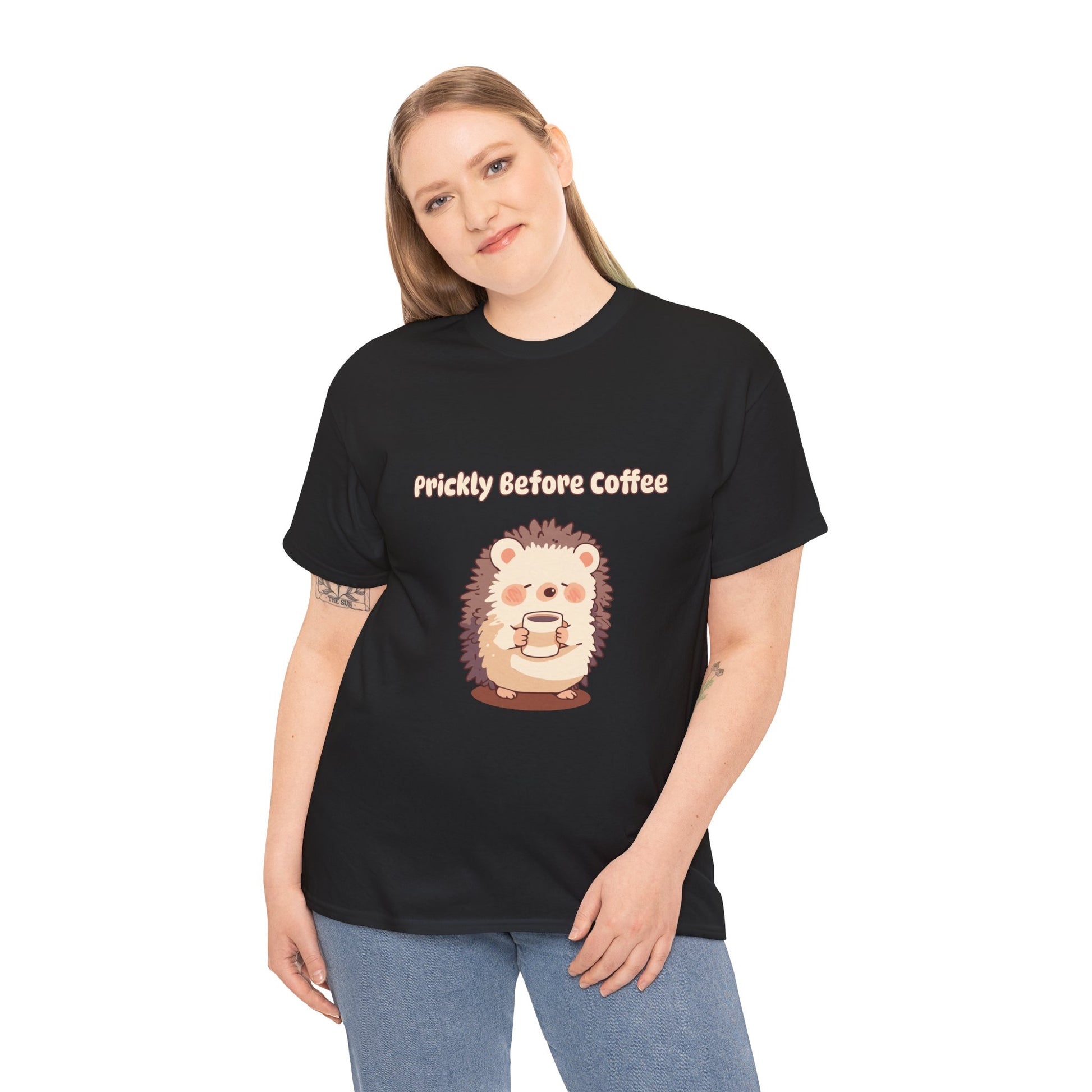 Prickly Before Coffee Tee, Trendy Casual T-shirt, Great for Coffee Lovers