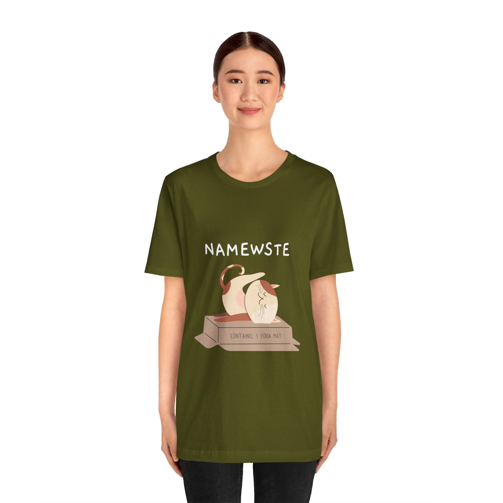 Namewste Cat Yoga Tee, Casual cool graphic t-shirt