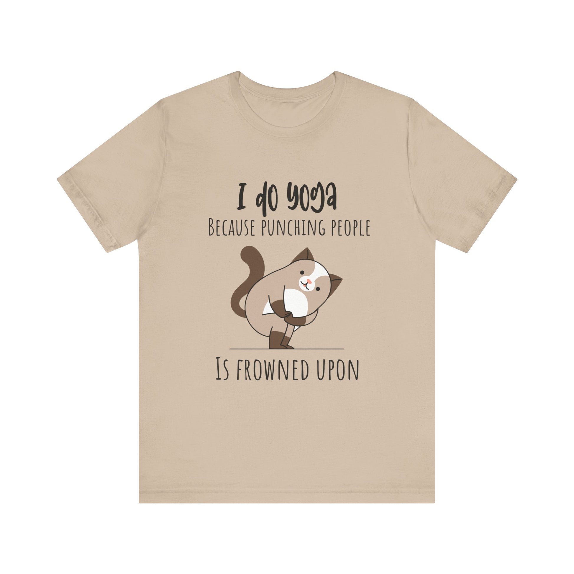 I do Yoga because punching people is frowned upon T-shirt Yoga Cat Humor Unisex Tee