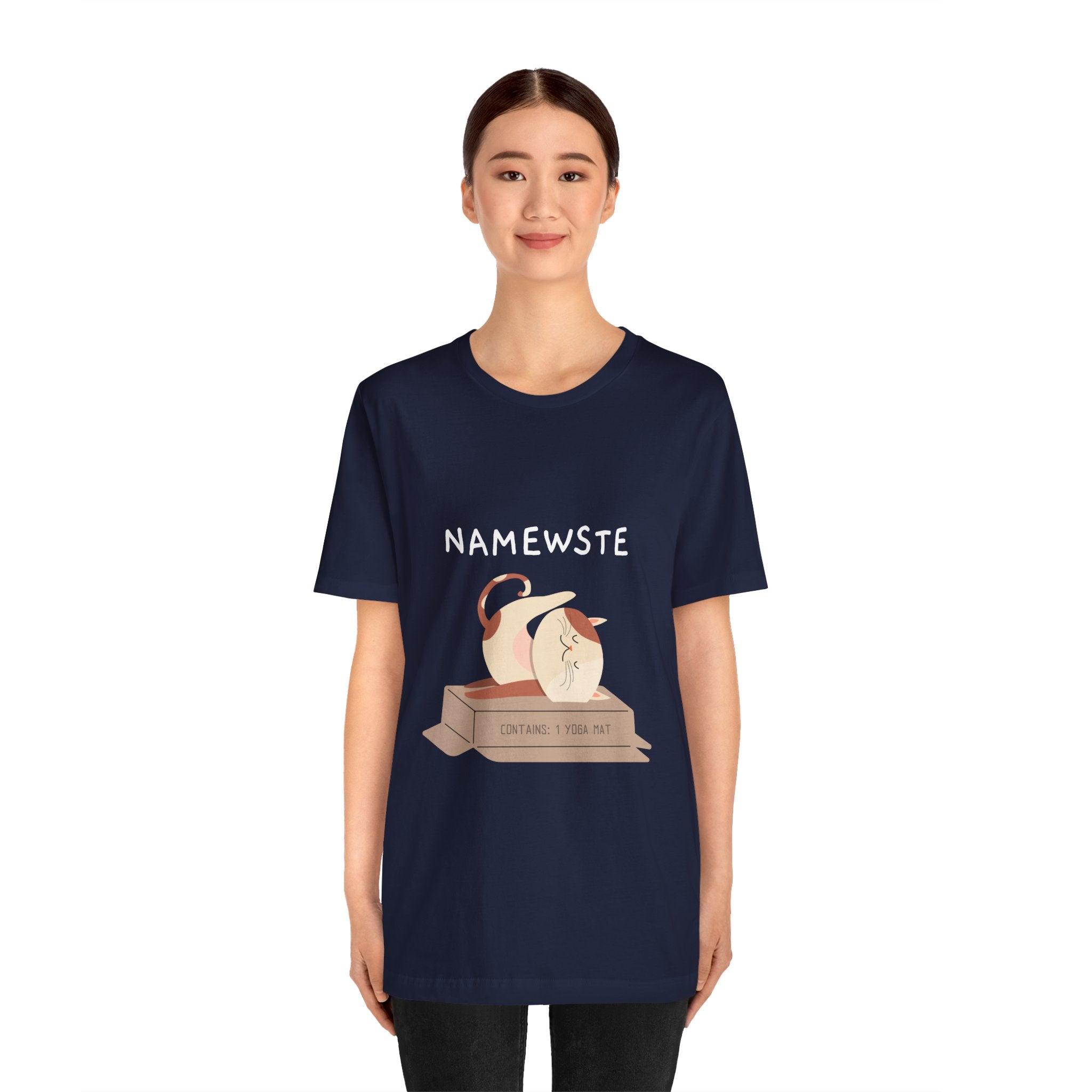 Namewste Cat Yoga Tee, Casual cool graphic t-shirt