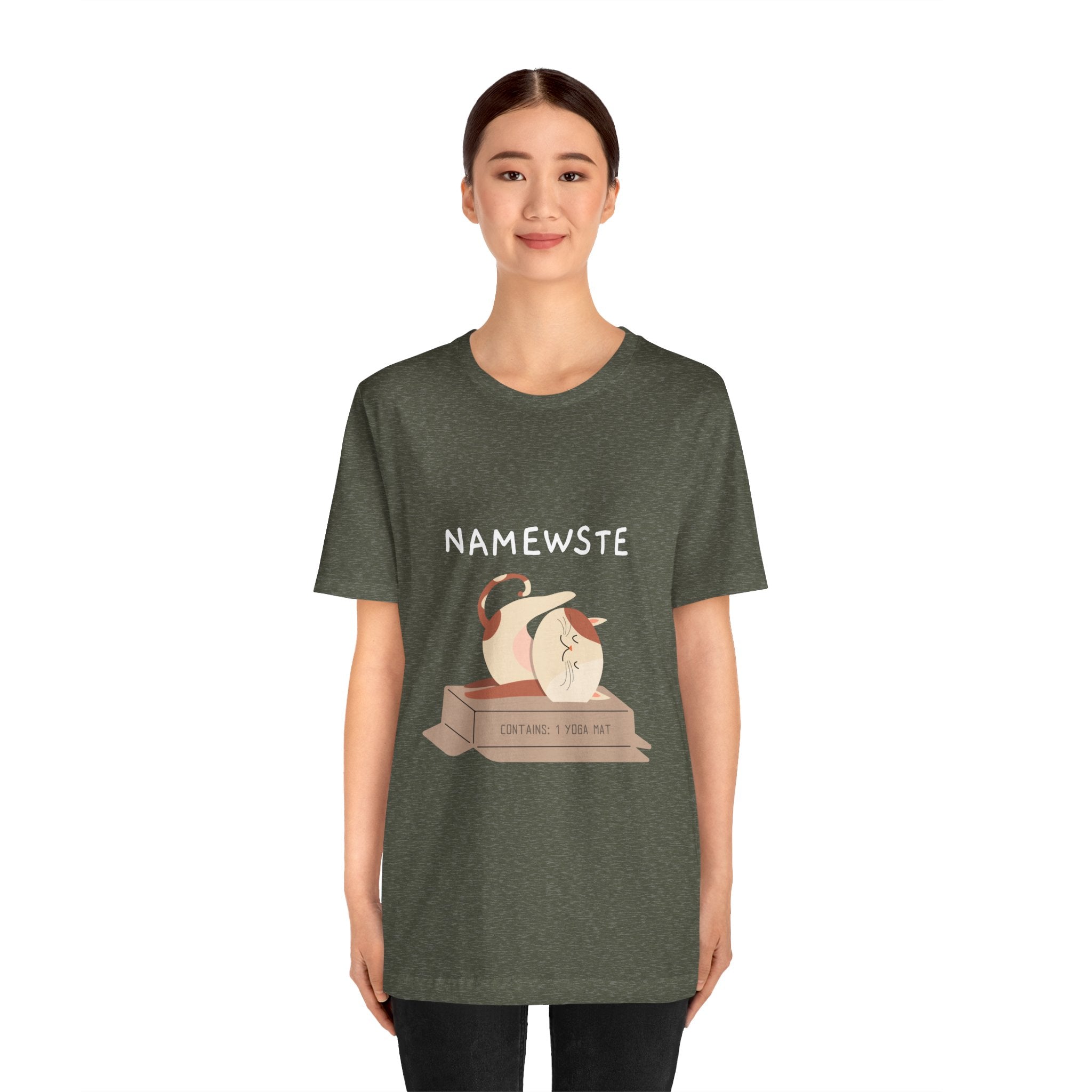 Namewste Cat Yoga Tee, Casual cool graphic t-shirt