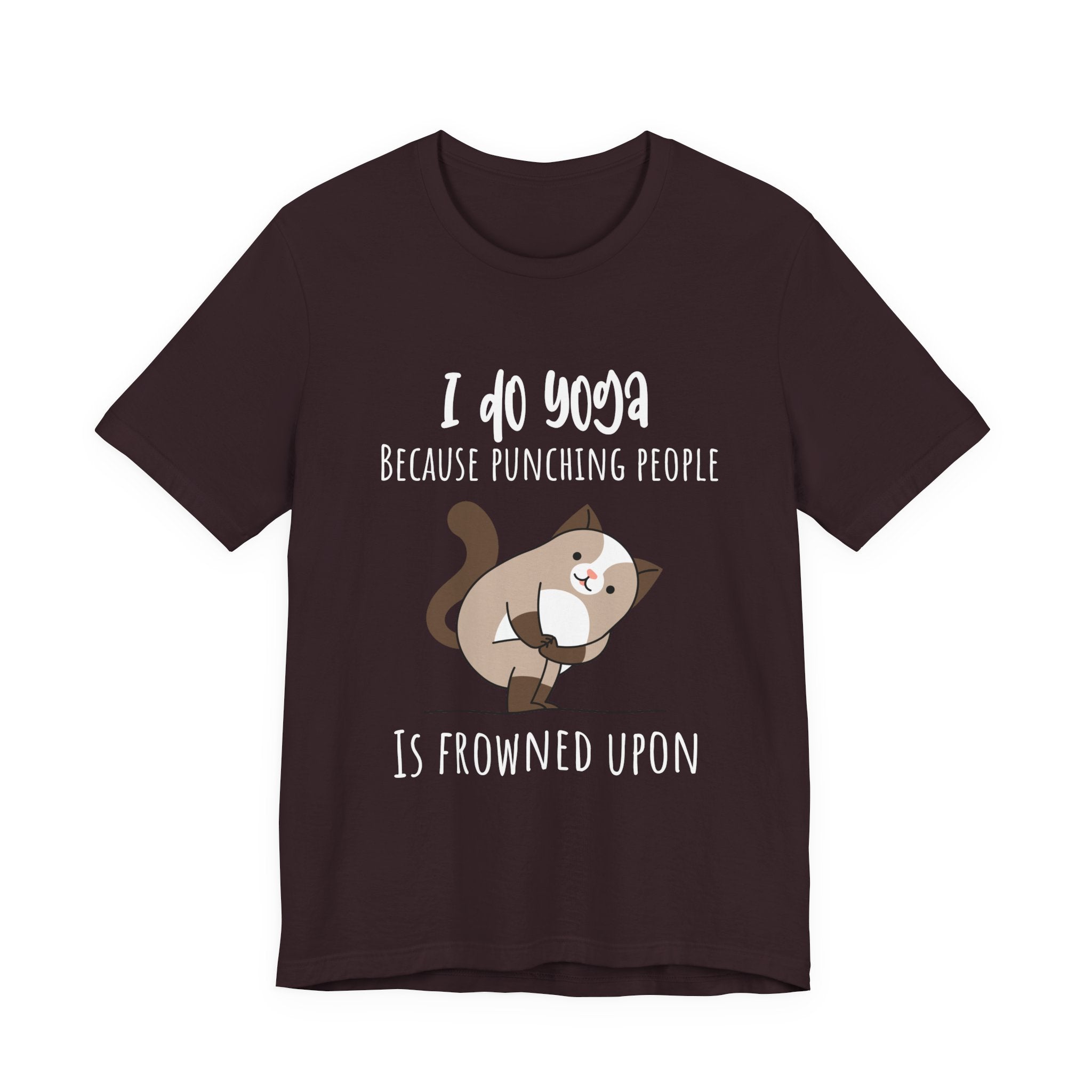 I do Yoga because punching people is frowned upon T-shirt Yoga Cat Humor Unisex Tee