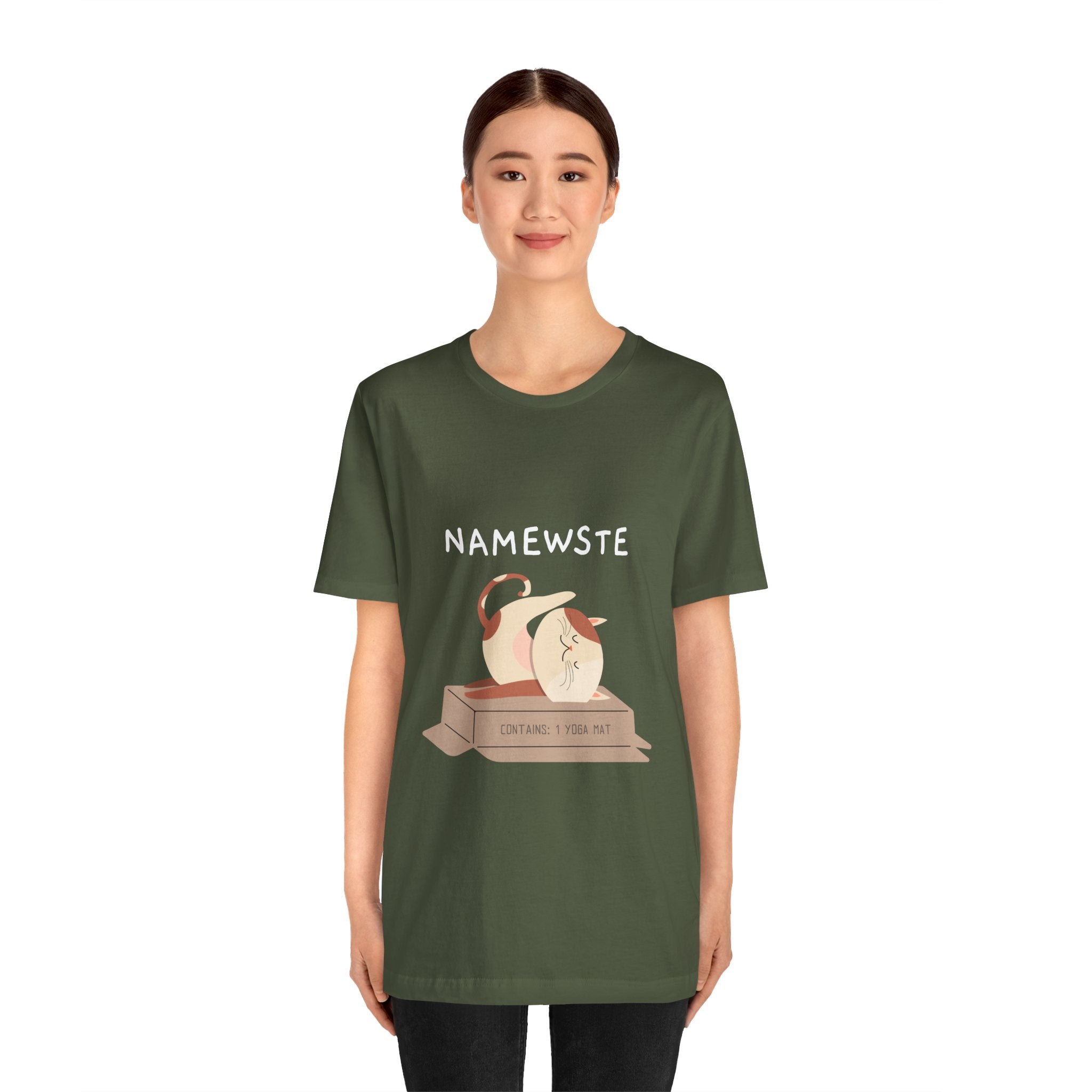 Namewste Cat Yoga Tee, Casual cool graphic t-shirt