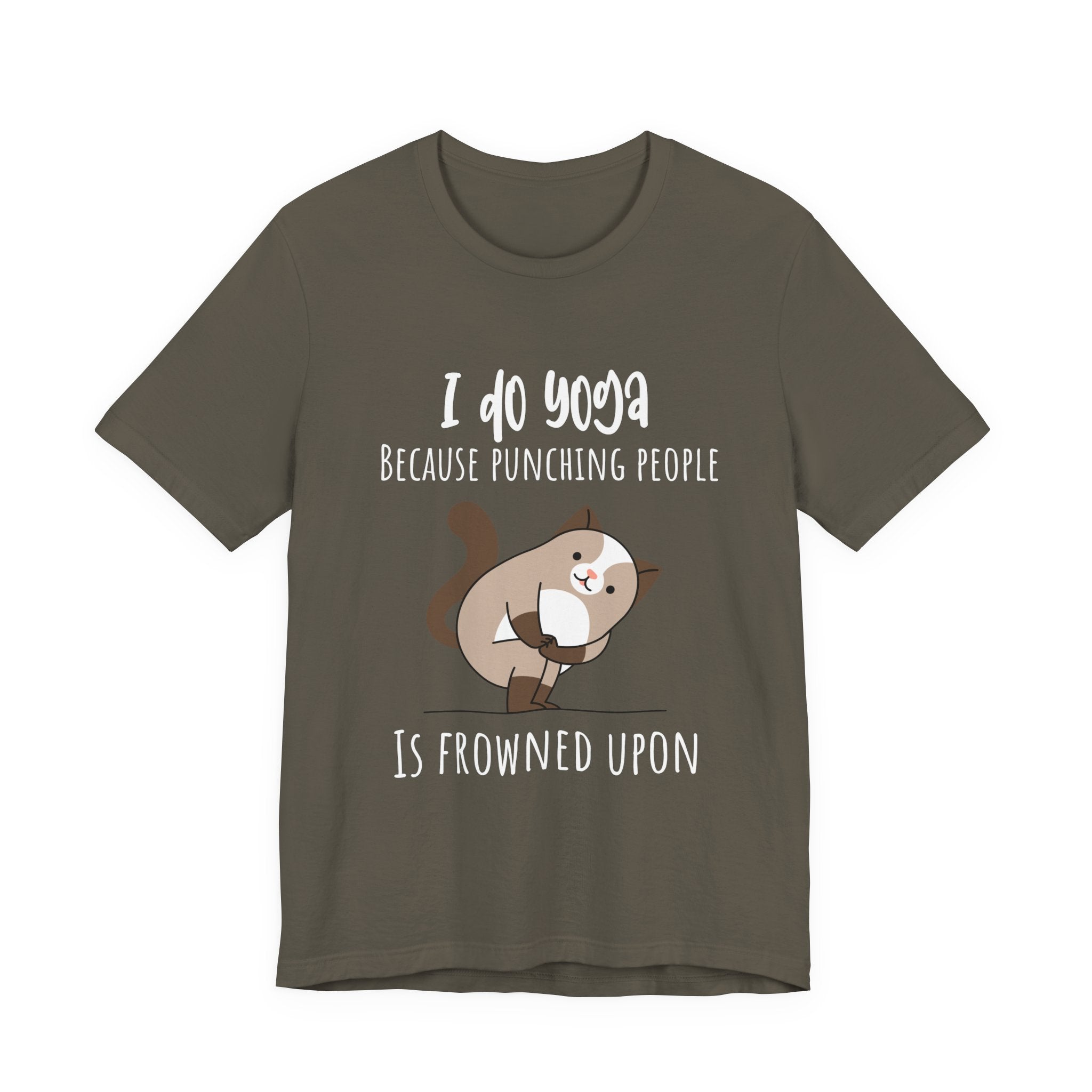 I do Yoga because punching people is frowned upon T-shirt Yoga Cat Humor Unisex Tee