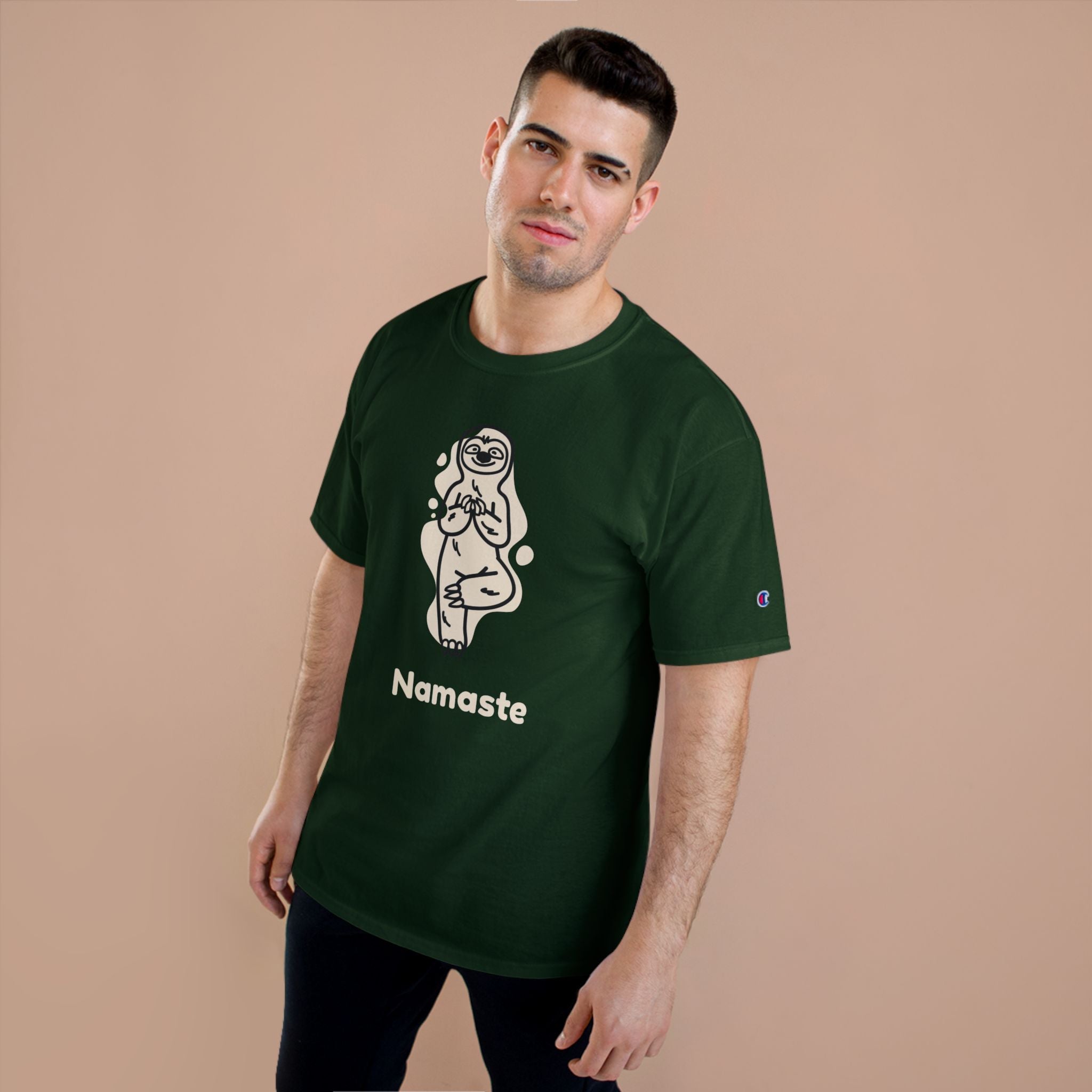 Champion Namaste Champion T-Shirt, Sloth Yoga Tee for Mindfulness,
