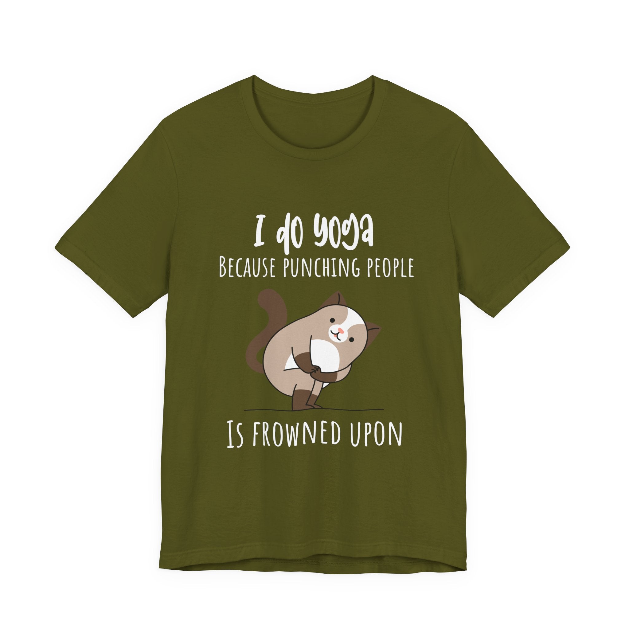 I do Yoga because punching people is frowned upon T-shirt Yoga Cat Humor Unisex Tee