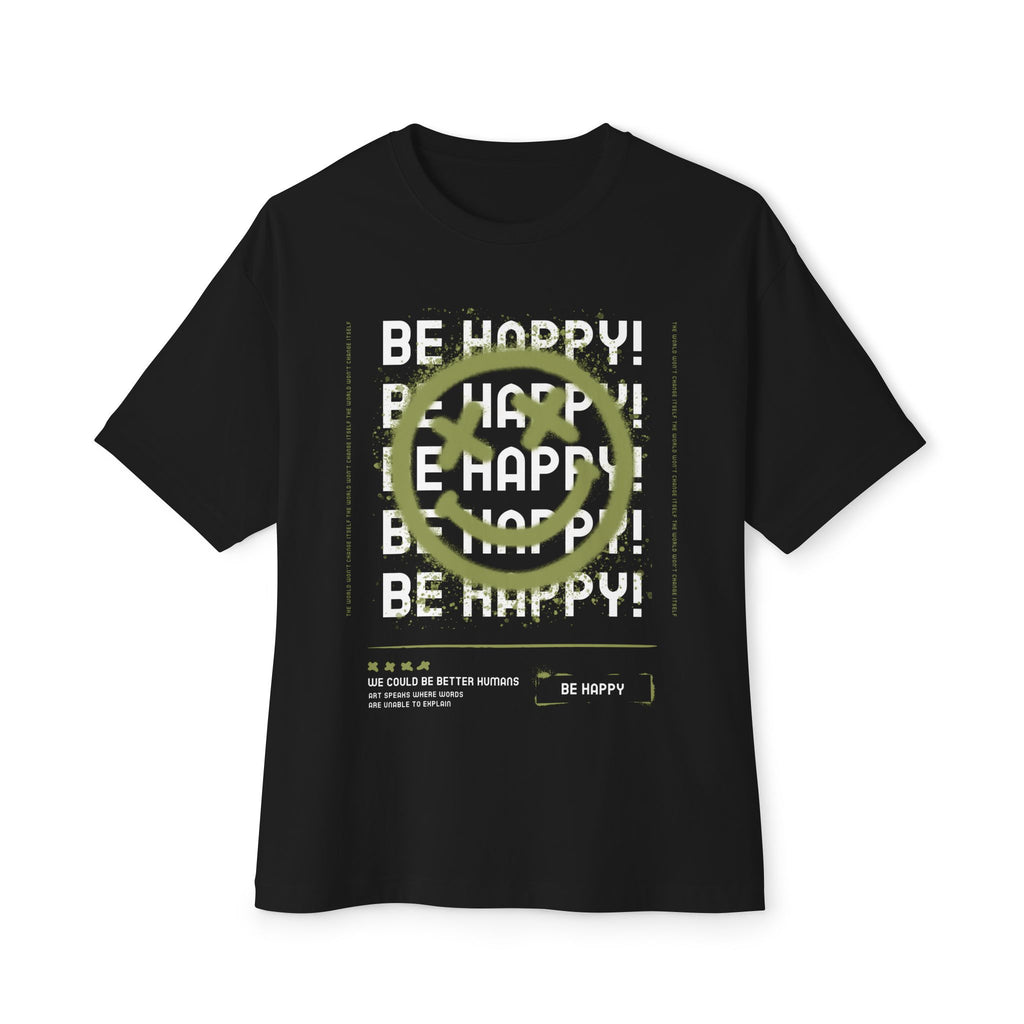 Be Happy, Graffitti Unisex Oversized Tee