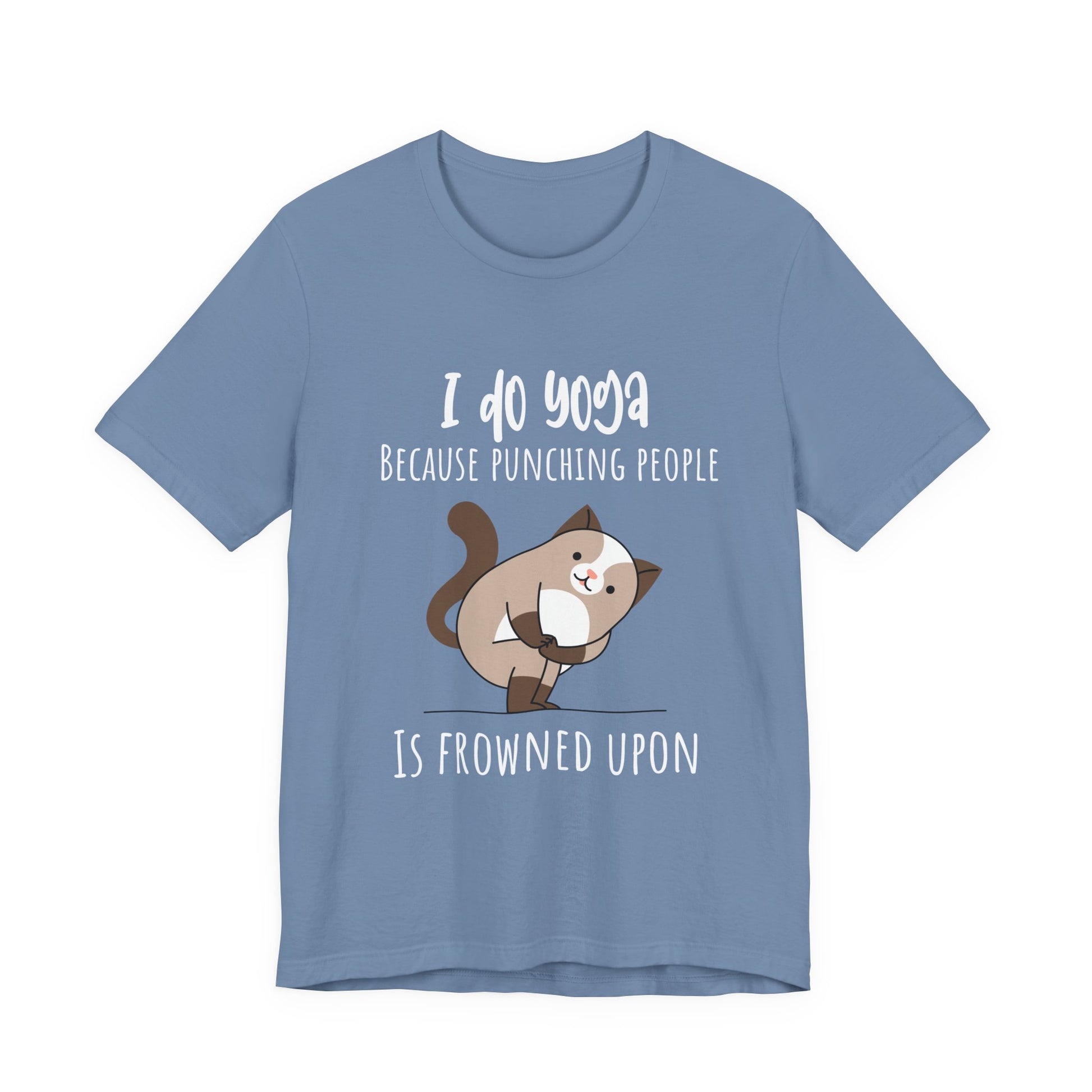 I do Yoga because punching people is frowned upon T-shirt Yoga Cat Humor Unisex Tee