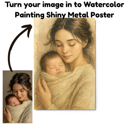 Custom Watercolor Painting Shiny Metal prints