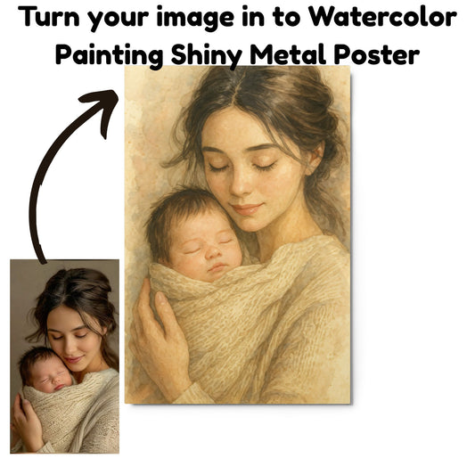 Custom Watercolor Painting Shiny Metal prints