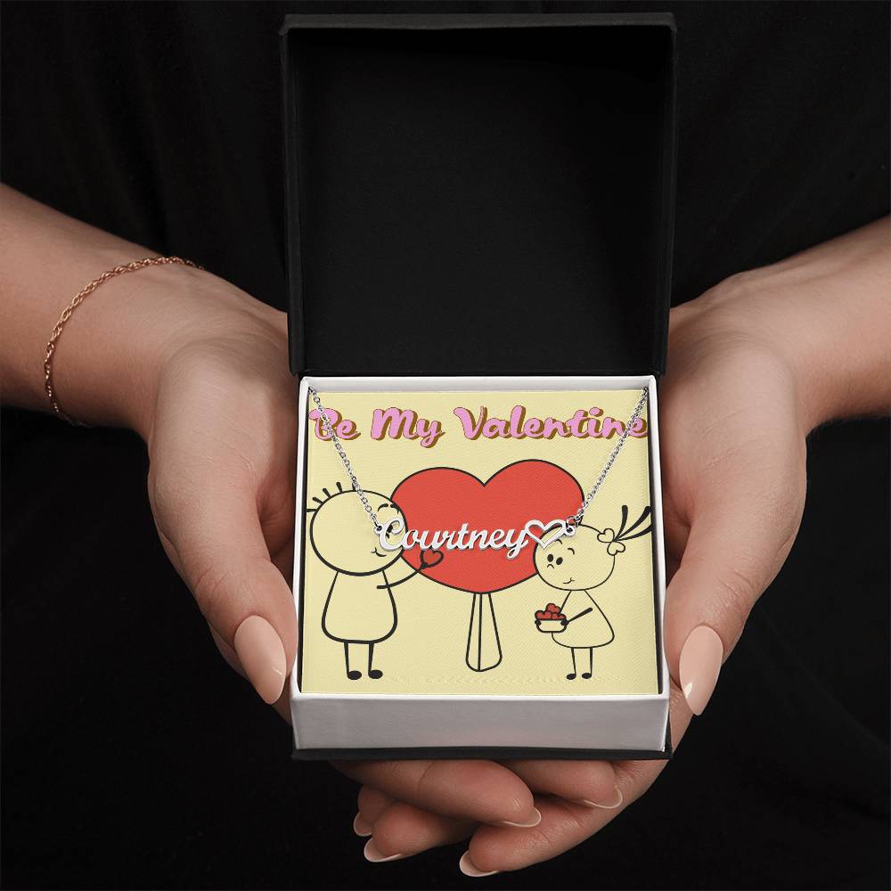 Custom name with heart necklace with message card