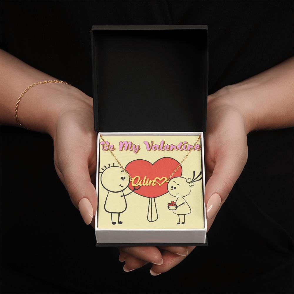 Custom name with heart necklace with message card