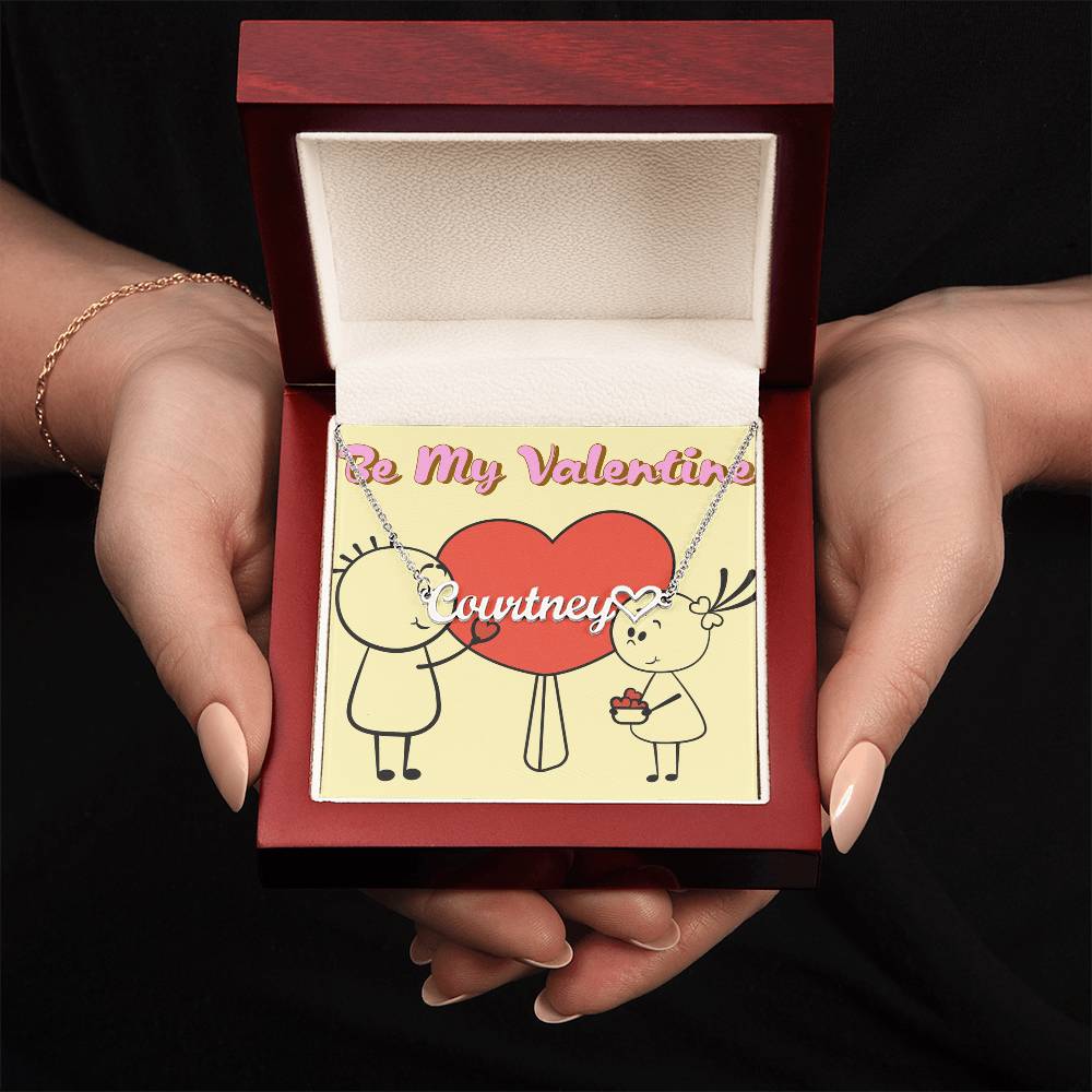 Custom name with heart necklace with message card