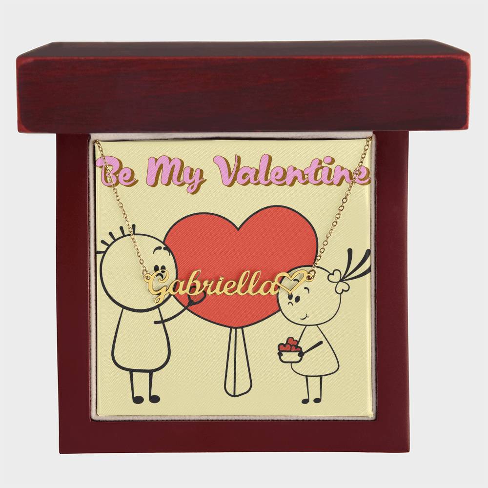 Custom name with heart necklace with message card