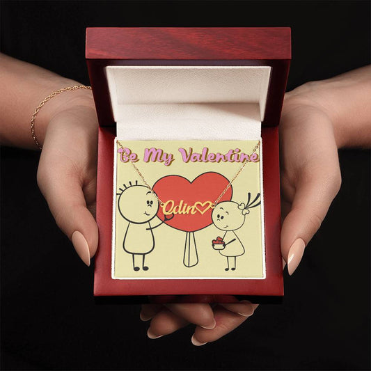 Custom name with heart necklace with message card