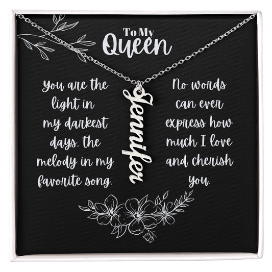 Vertical Name Necklace W/MC
