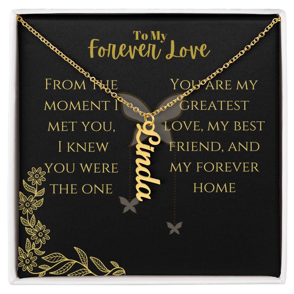 Vertical Name Necklace W/MC