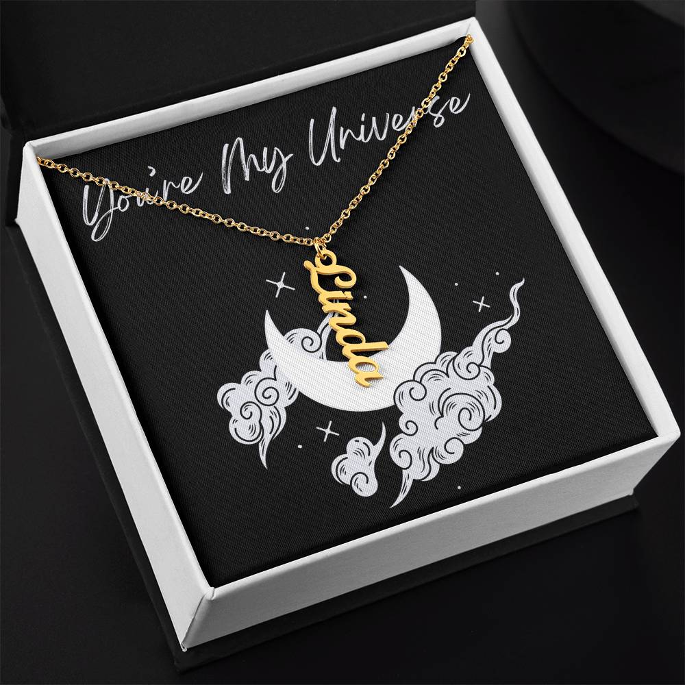 Vertical Name Necklace W/MC